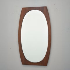 Vintage Italian Teak Oval Spiegel