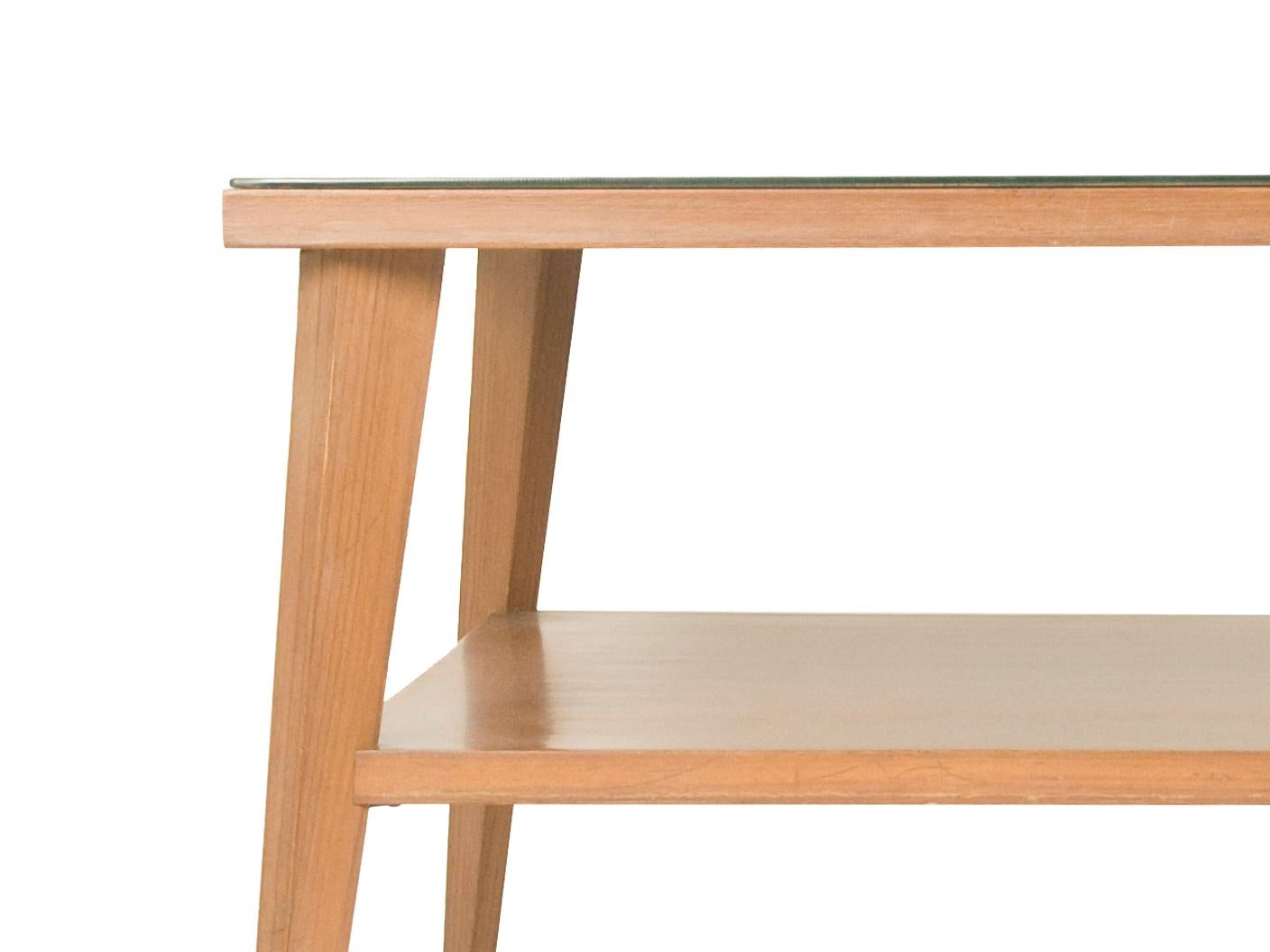 Italienischer Vintage-Couchtisch aus Teakholz und grünem Glas aus den 1960er Jahren im Zustand „Gut“ im Angebot in Varese, Lombardia