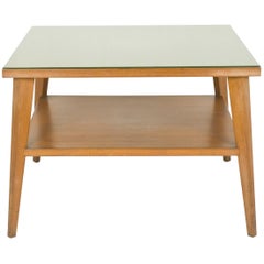 Vintage Italian Teak Wood & green glass 1960s Coffee Table