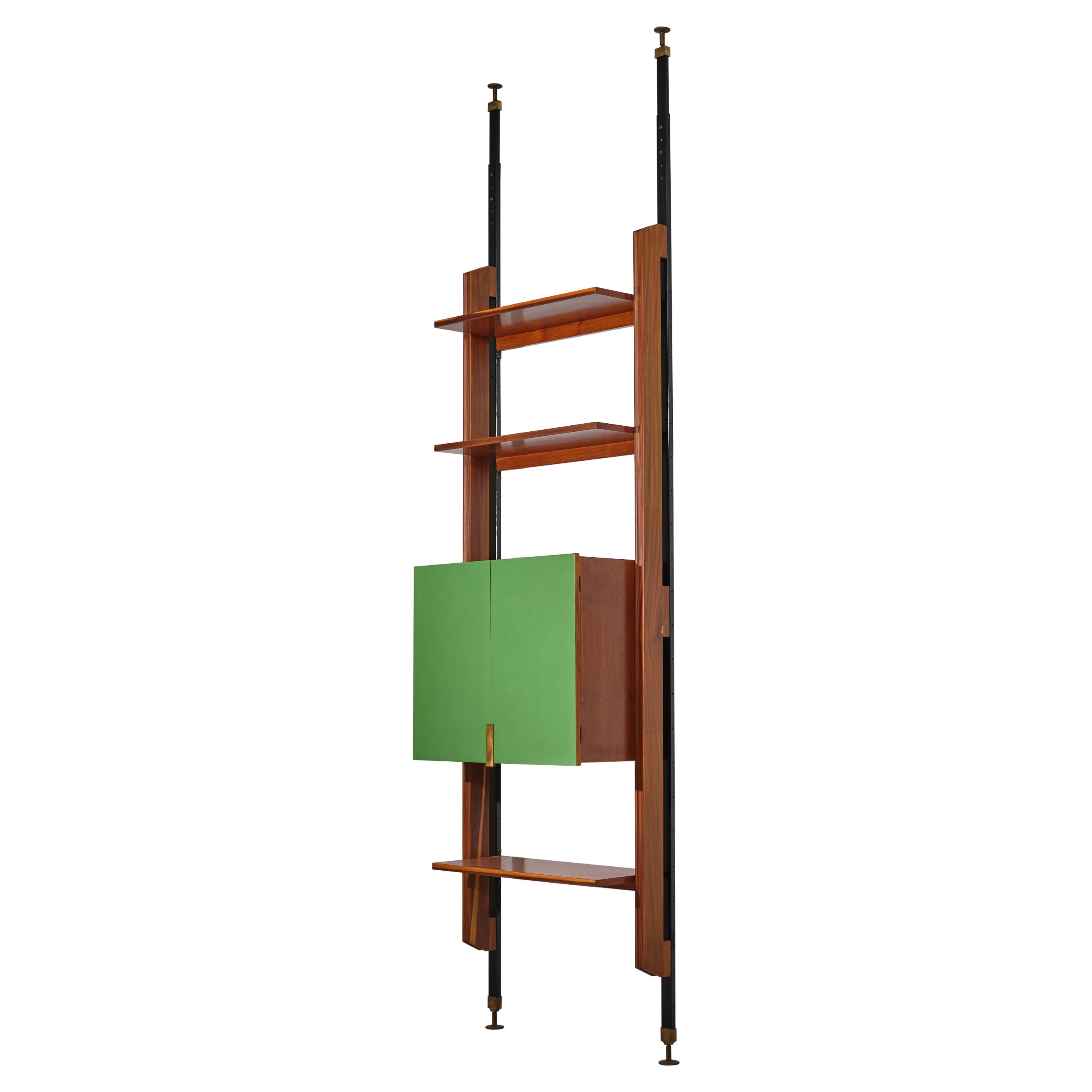 Vintage Italian Teak Wood Wall Unit with Adjustable Height  Restyled by RETRO4M