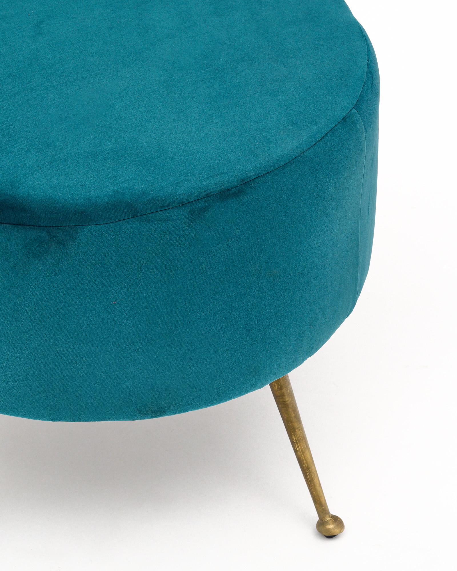 Vintage Italian Teal Stools In Good Condition For Sale In Austin, TX