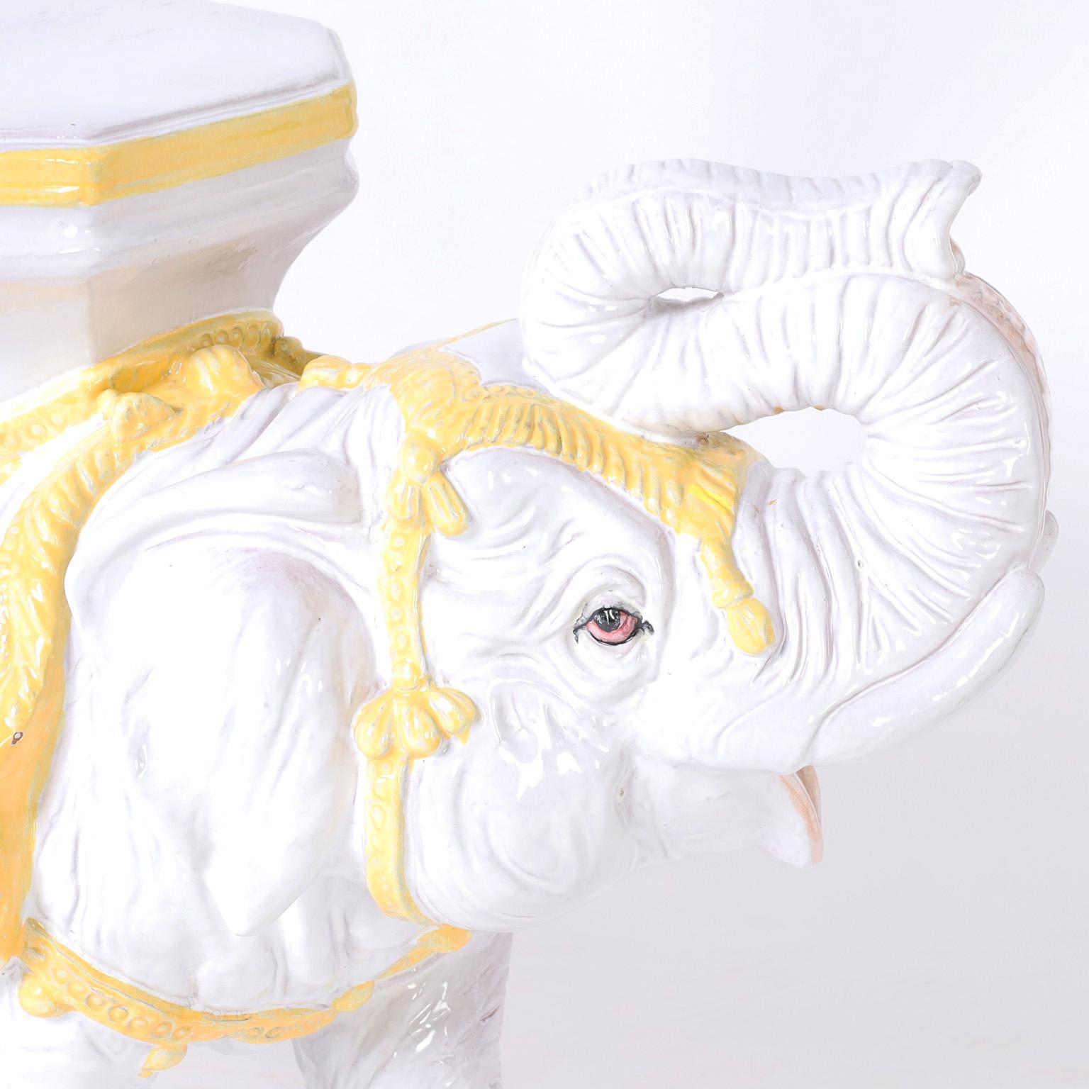 Terracotta Vintage Italian Terra Cotta Elephant Stand For Sale