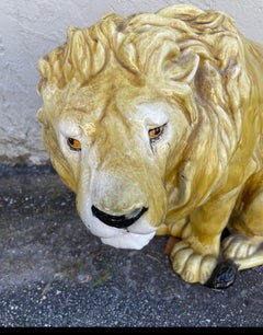 Statue de lion italienne vintage en terre cuite