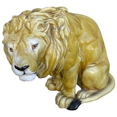 Vintage Italian Terra Cotta Lion Statue