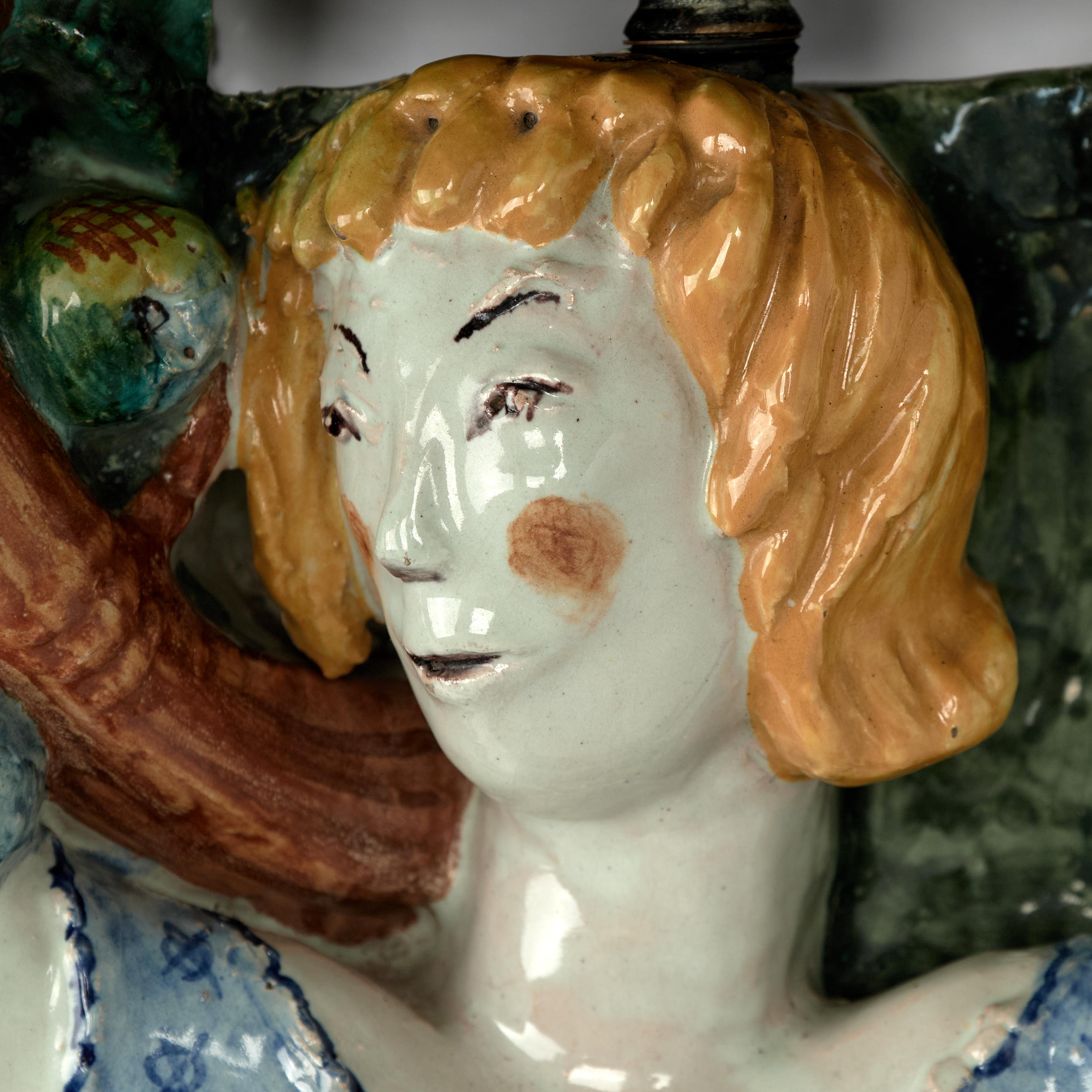 Vintage Italian Terra Cotta Spring and Autumn Figural Wall Sconces For Sale 3