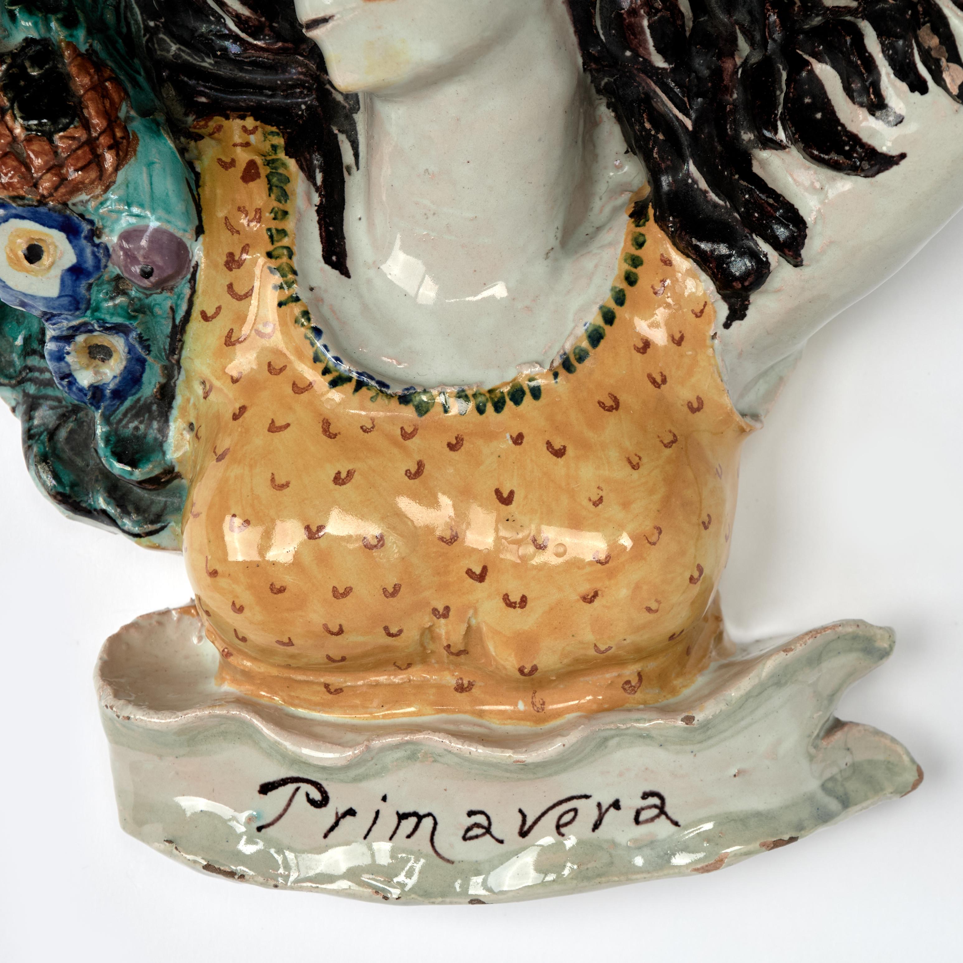 20th Century Vintage Italian Terra Cotta Spring and Autumn Figural Wall Sconces For Sale