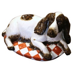 Vintage Italian Terracotta Barbotine Basset Hound Dog Sculpture