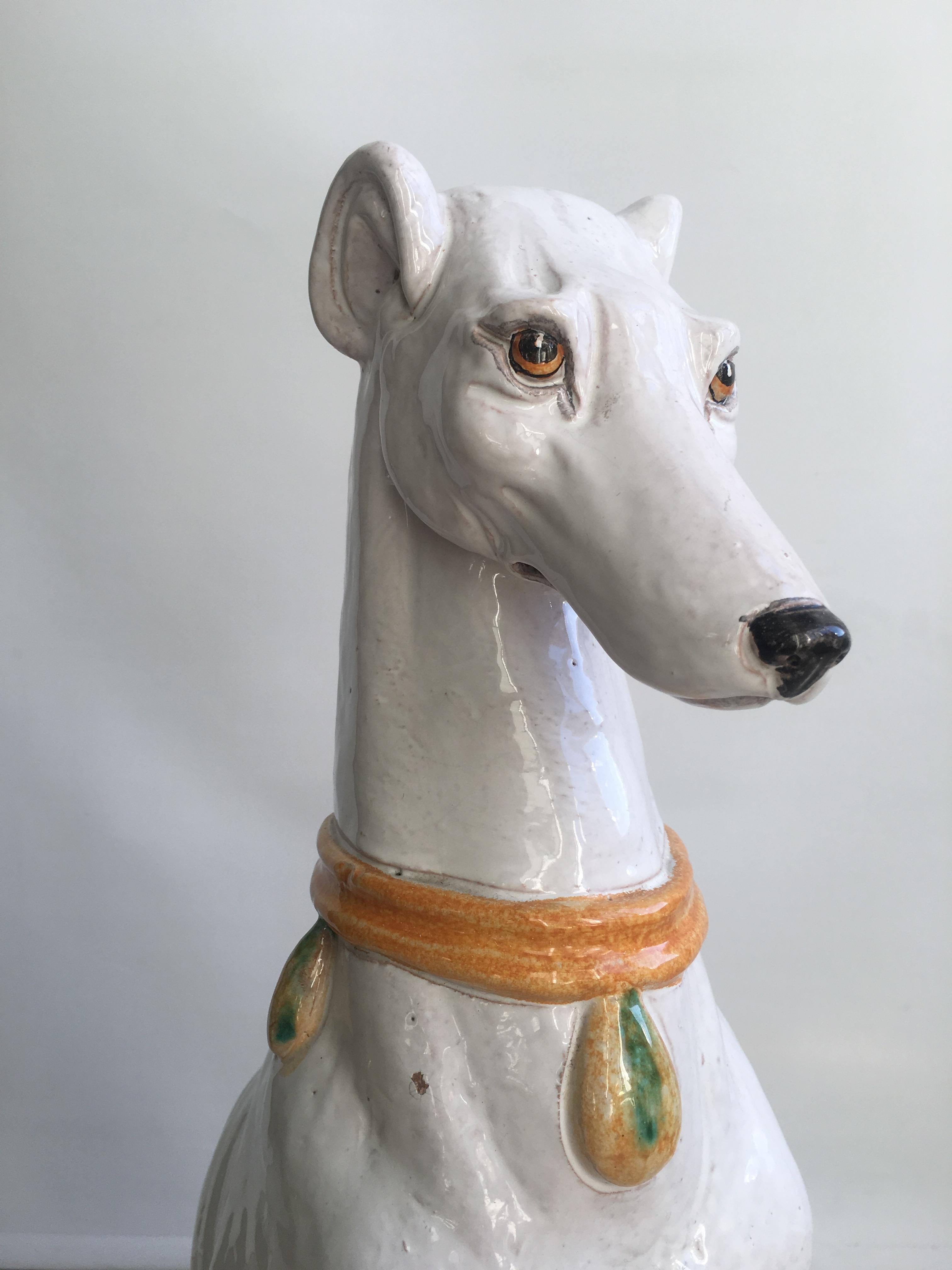 Terracotta italiana d'epoca Cane Levriero Whippet 4