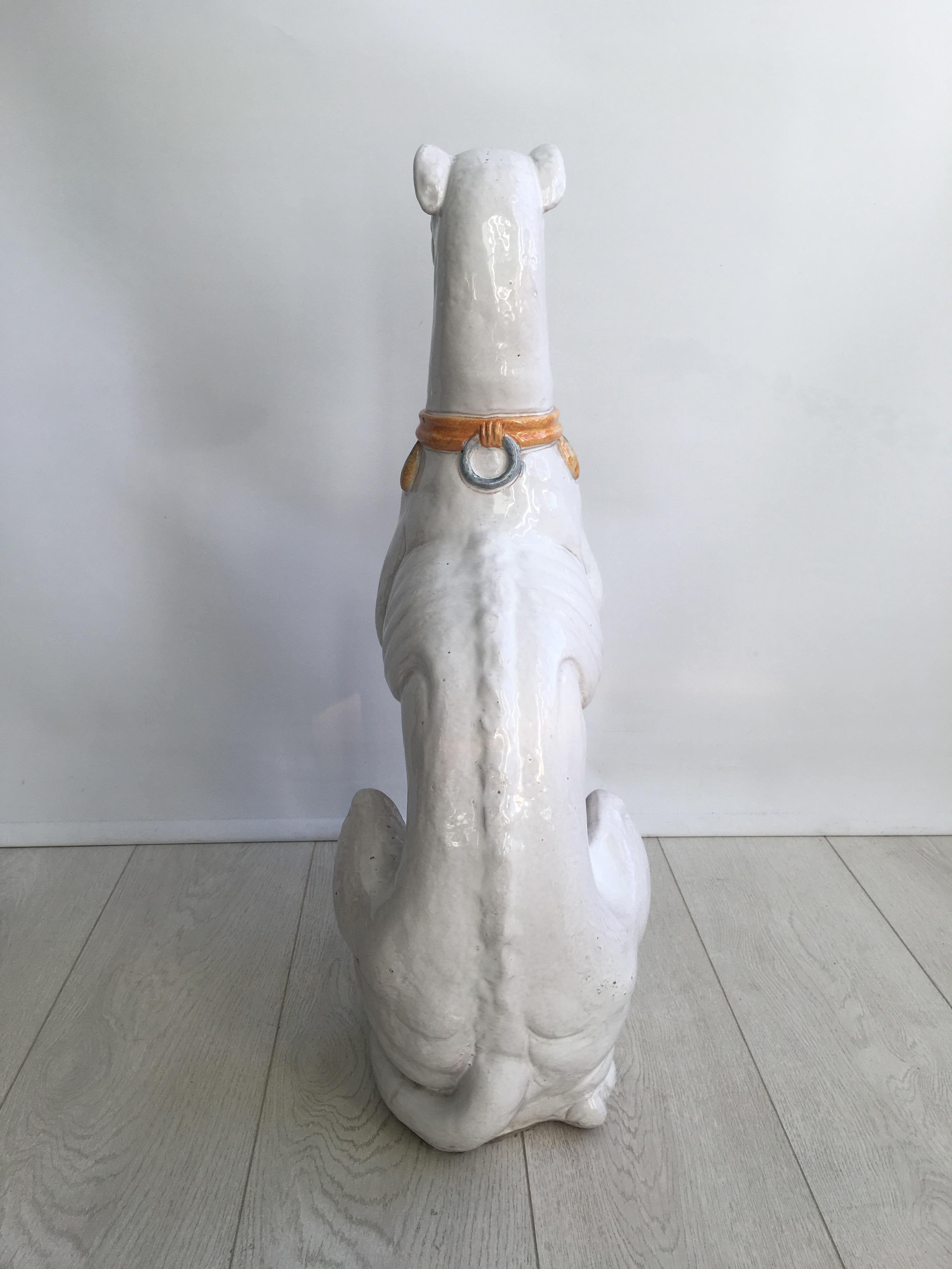 Italiano Terracotta italiana d'epoca Cane Levriero Whippet