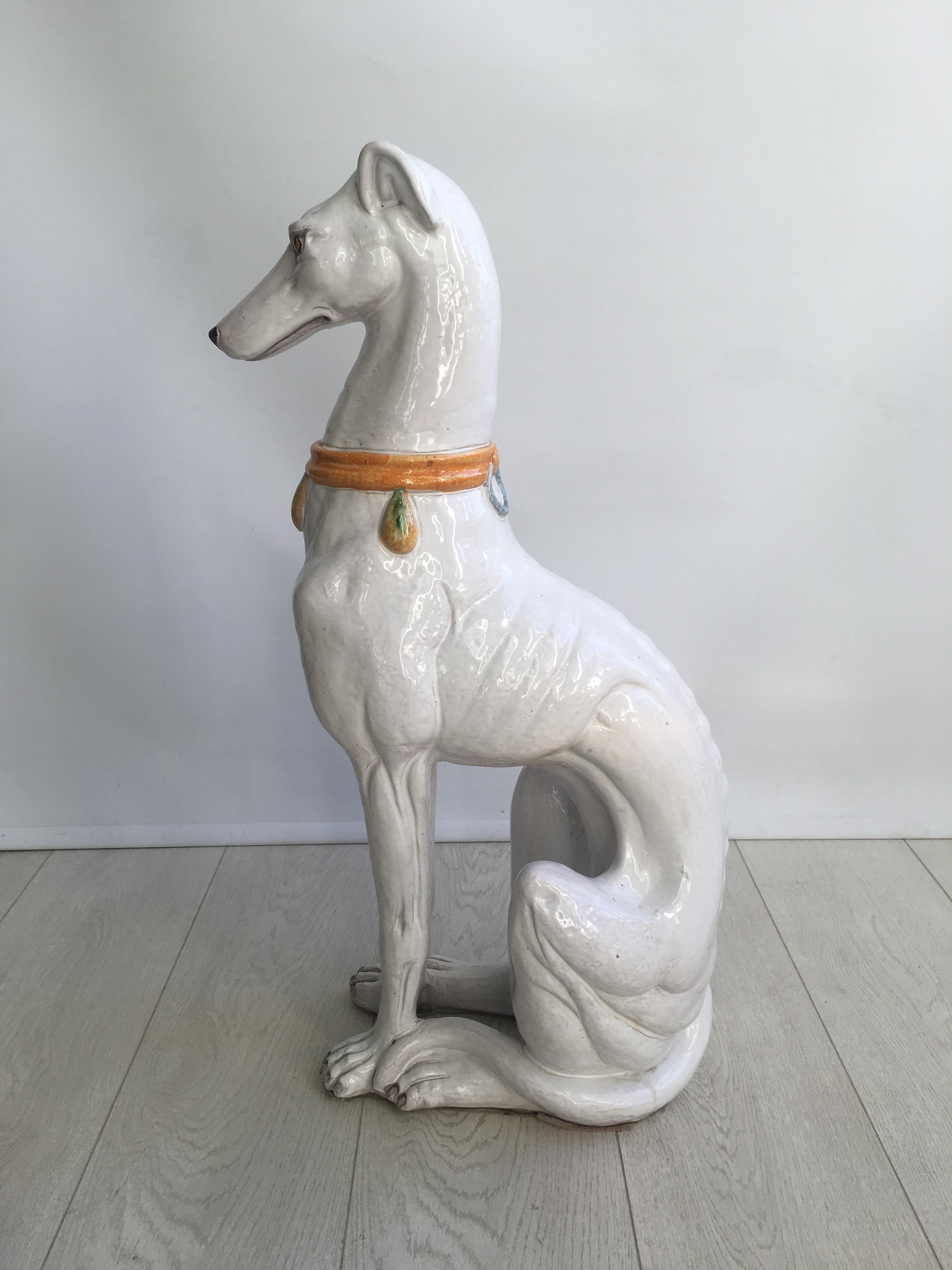 Terracotta italiana d'epoca Cane Levriero Whippet In condizioni buone a Copthorne, GB