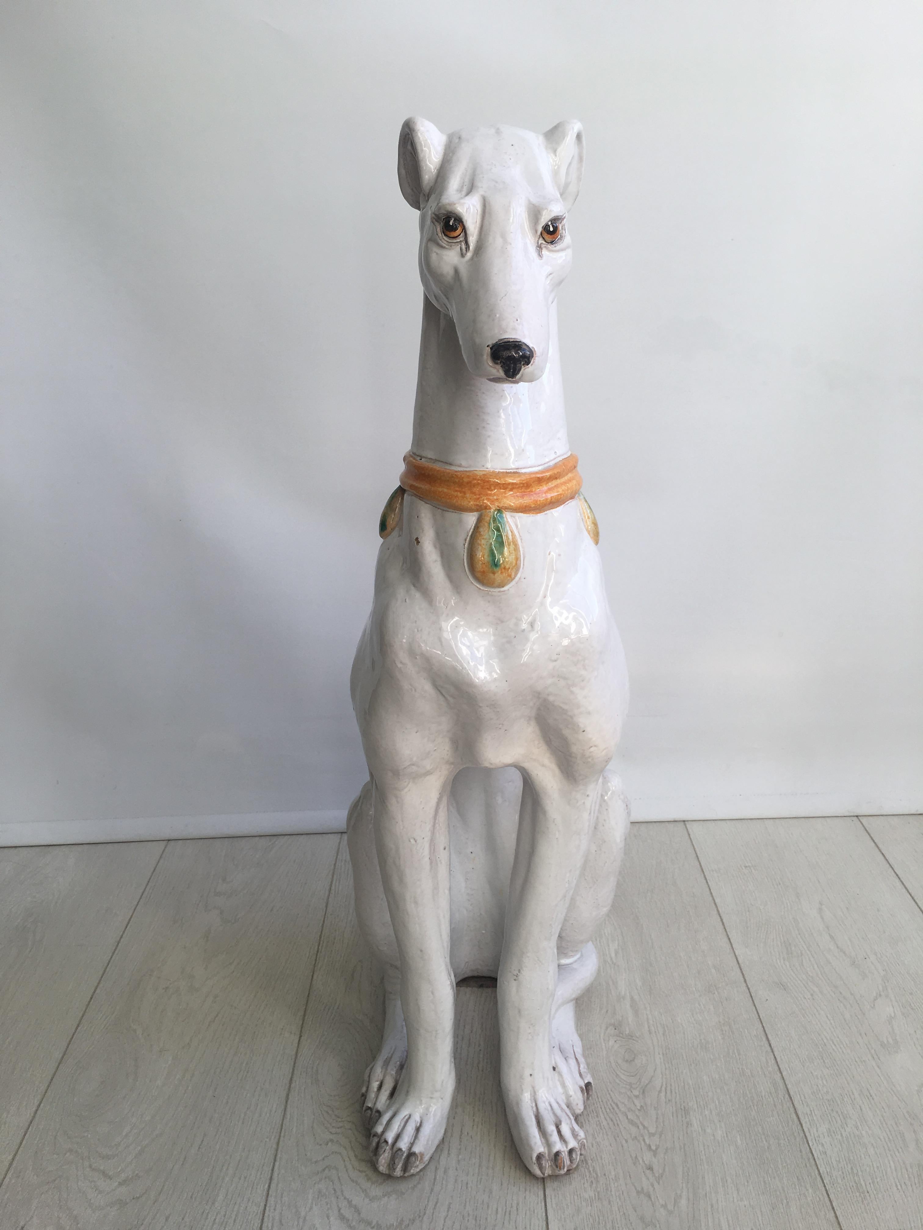 XX secolo Terracotta italiana d'epoca Cane Levriero Whippet