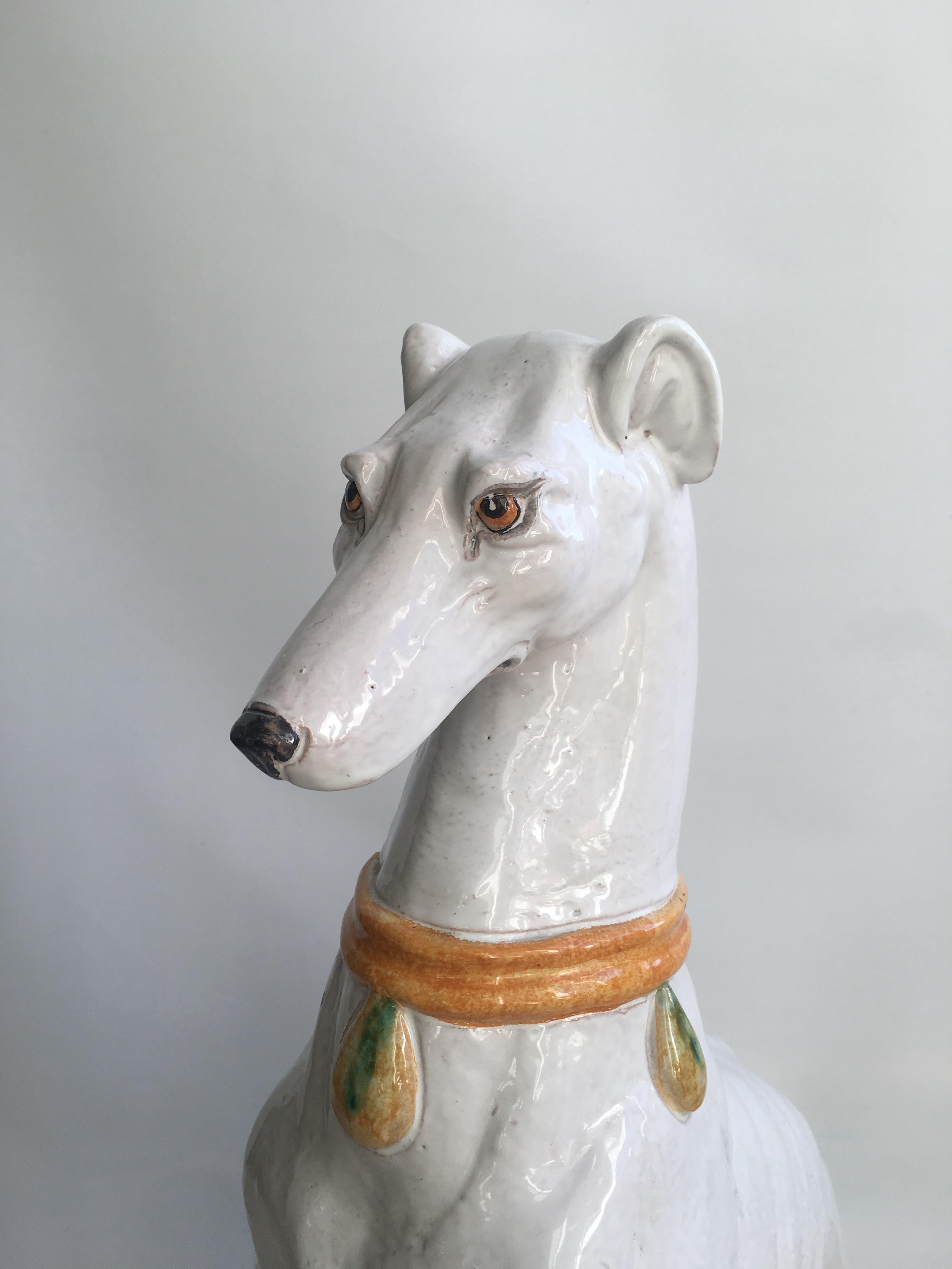 Terracotta italiana d'epoca Cane Levriero Whippet 1