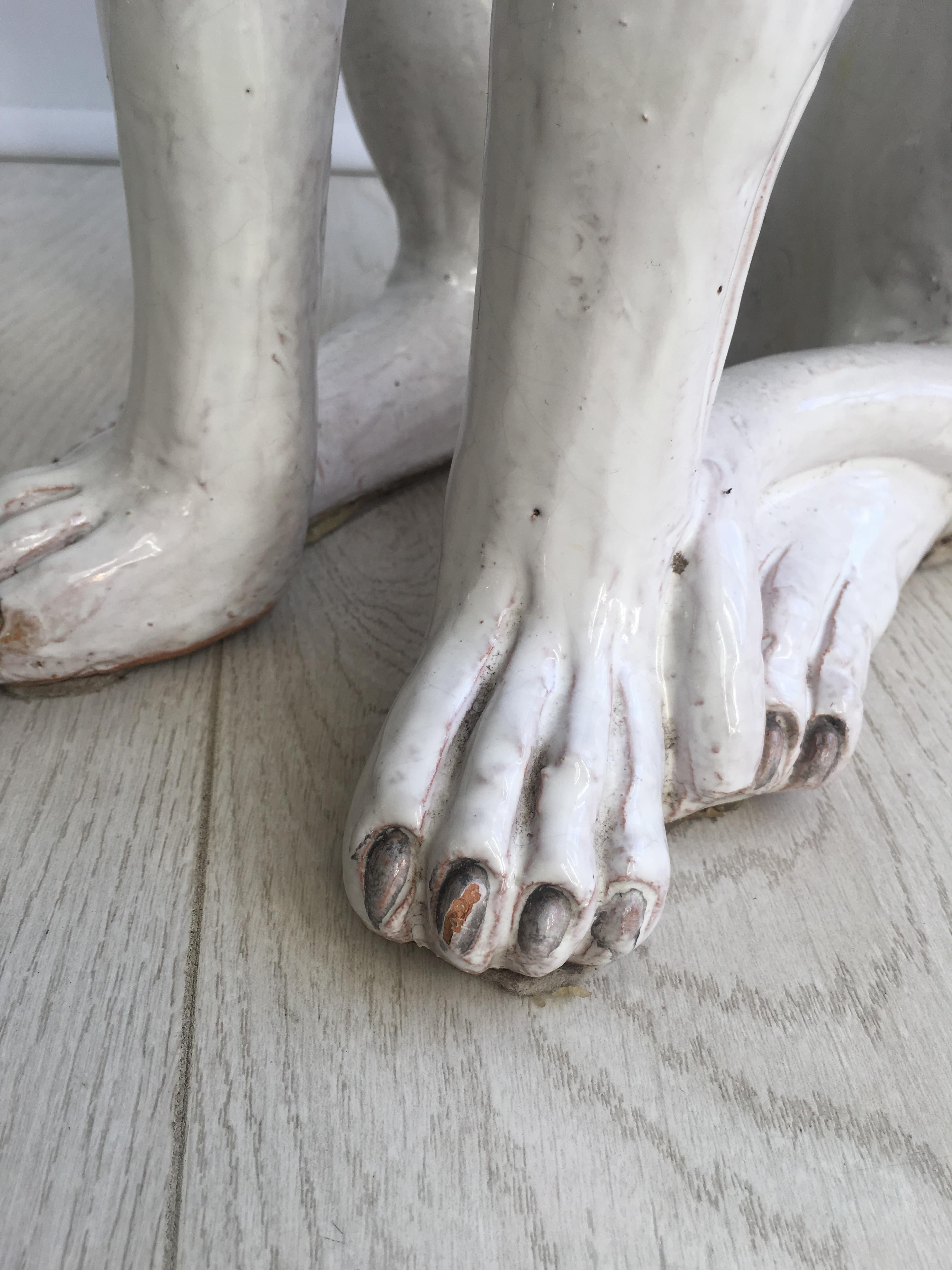 Terracotta italiana d'epoca Cane Levriero Whippet 2