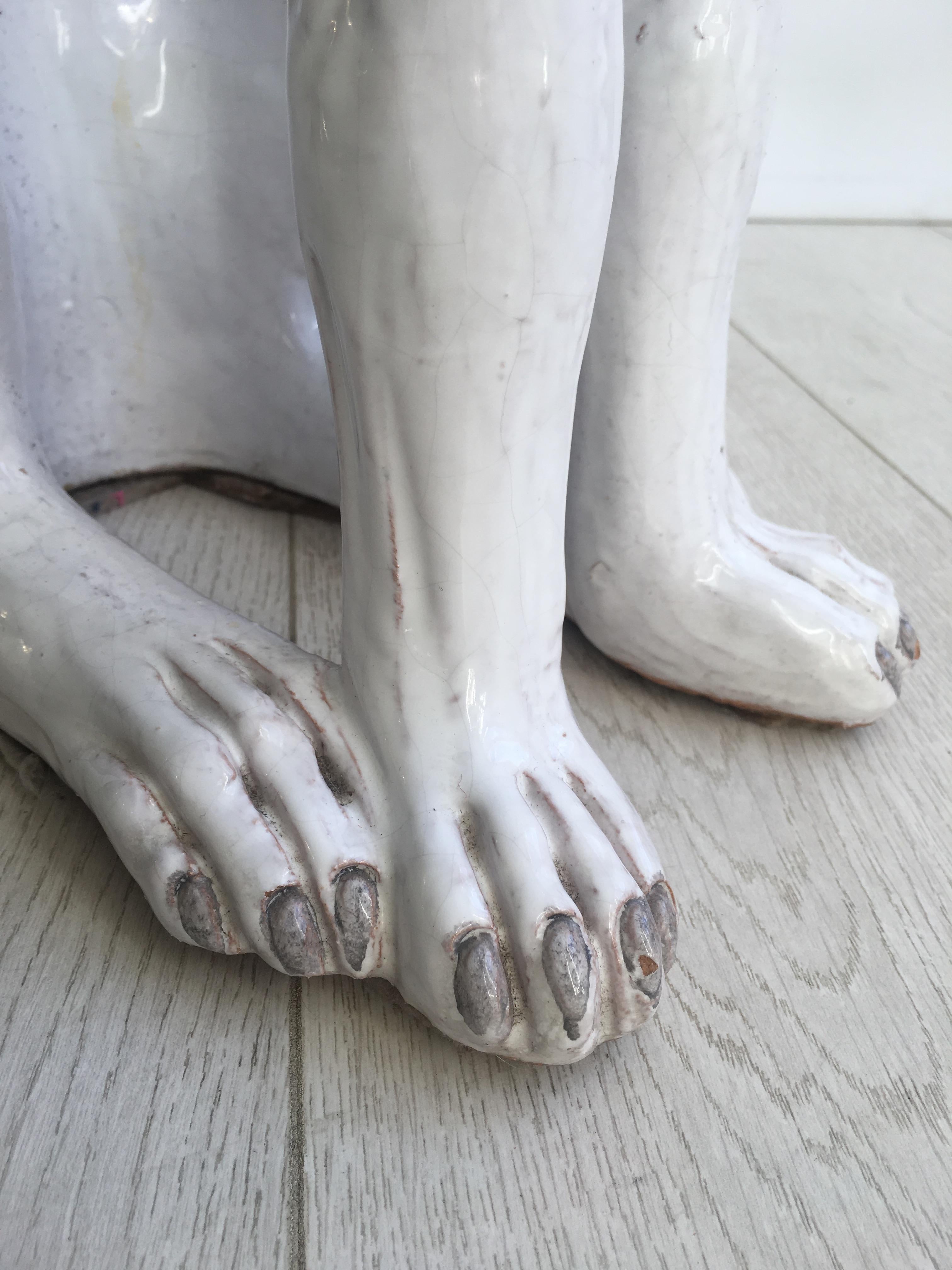 Terracotta italiana d'epoca Cane Levriero Whippet 3