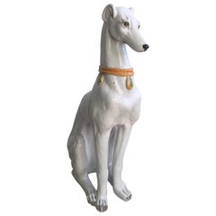 Italienische Terrakotta-Hunde-Grauerhound-Whippet, Vintage