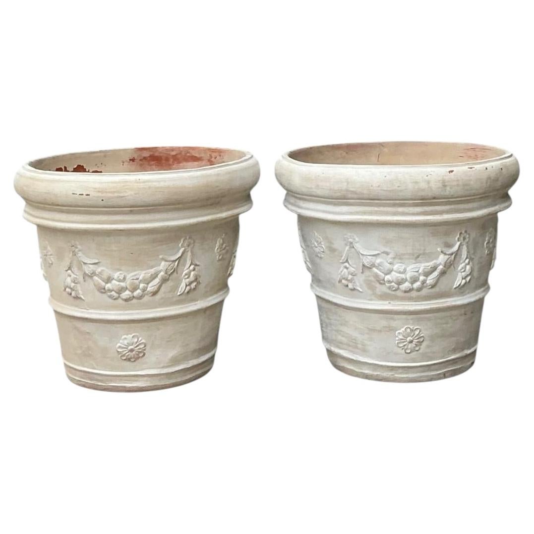 Pots de fleurs vintage en terre cuite italienne - Une paire