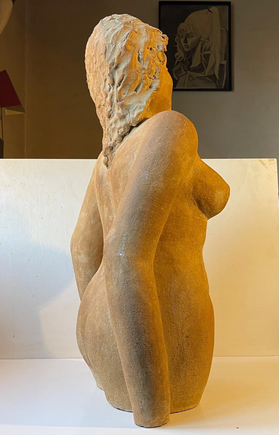 Vintage Italian Terracotta Sculpture of Voluptuous Nude Female Torso For Sale 4