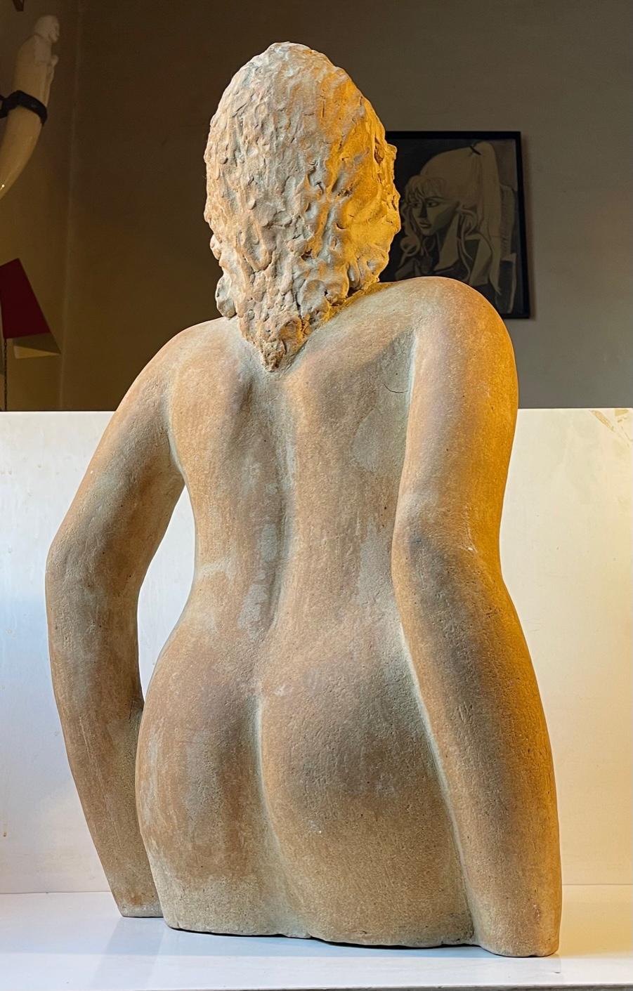 Vintage Italian Terracotta Sculpture of Voluptuous Nude Female Torso For Sale 5