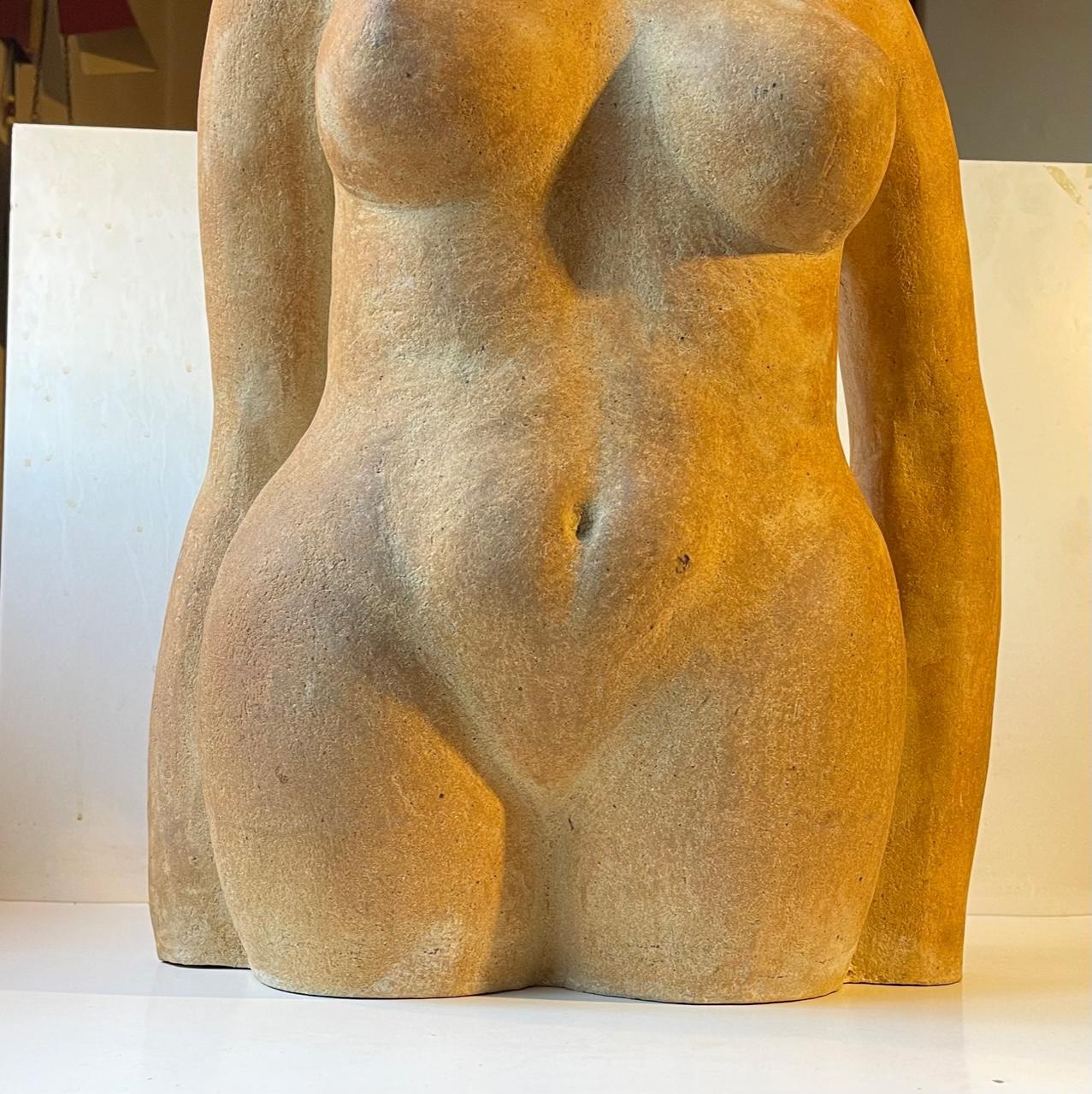 Vintage Italian Terracotta Sculpture of Voluptuous Nude Female Torso For Sale 7