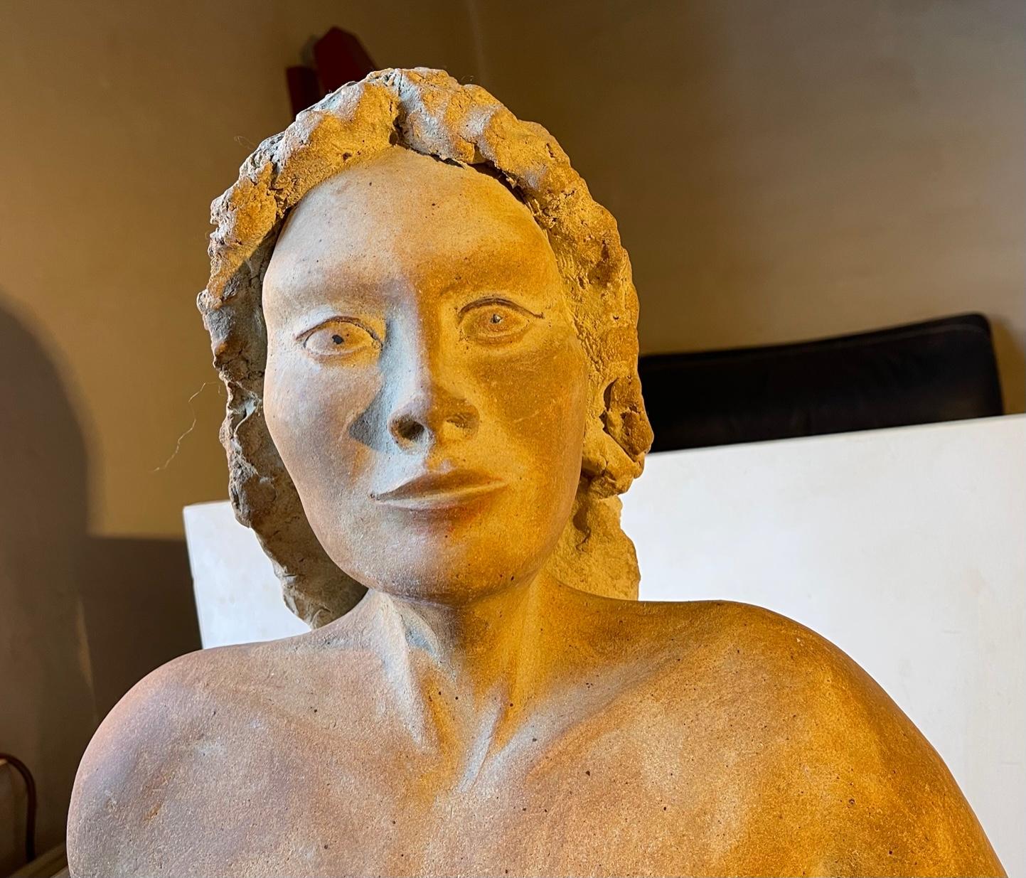 Vintage Italian Terracotta Sculpture of Voluptuous Nude Female Torso For Sale 8