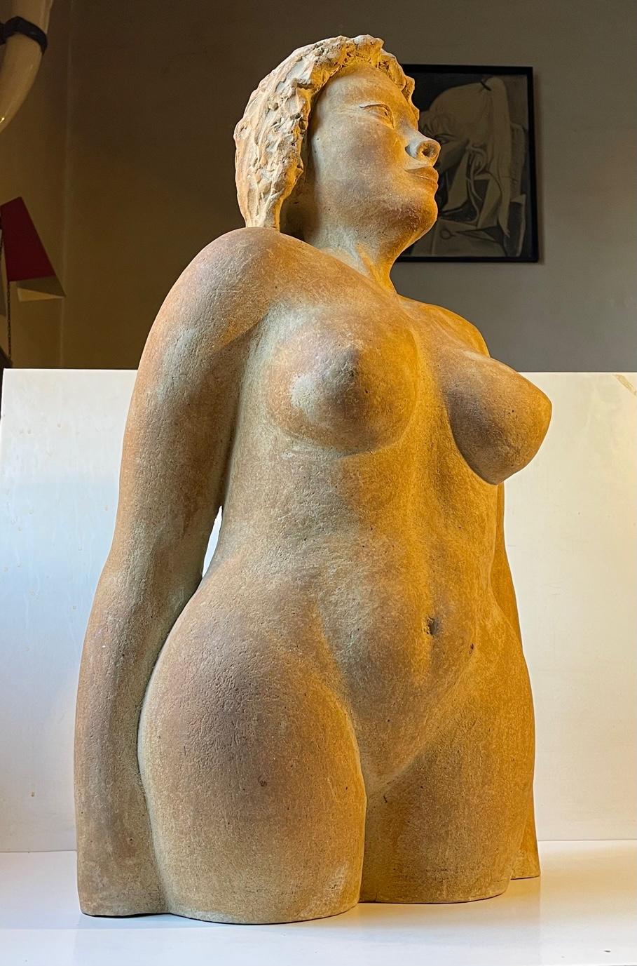 Vintage Italian Terracotta Sculpture of Voluptuous Nude Female Torso For Sale 9