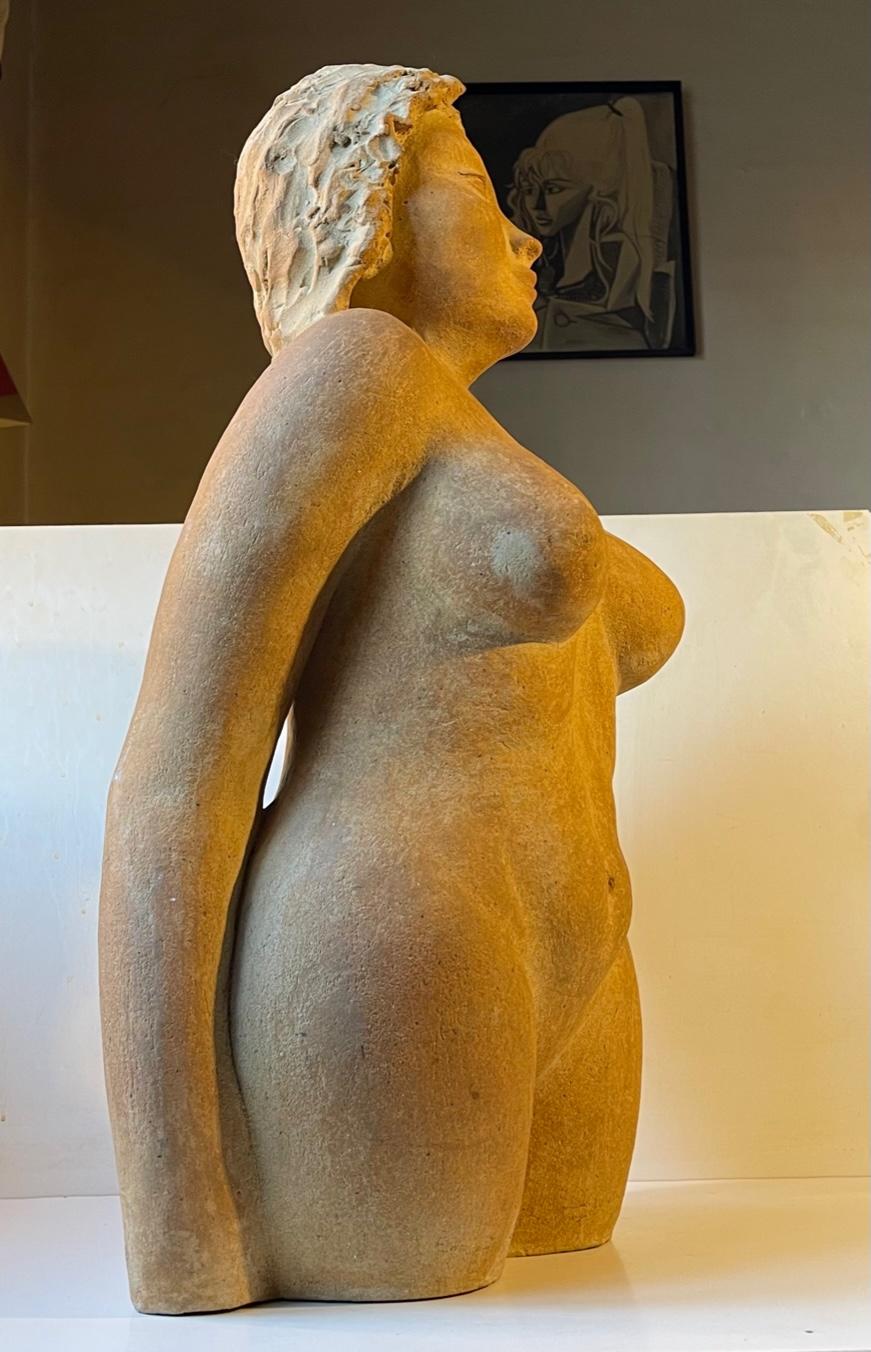 Vintage Italian Terracotta Sculpture of Voluptuous Nude Female Torso For Sale 10