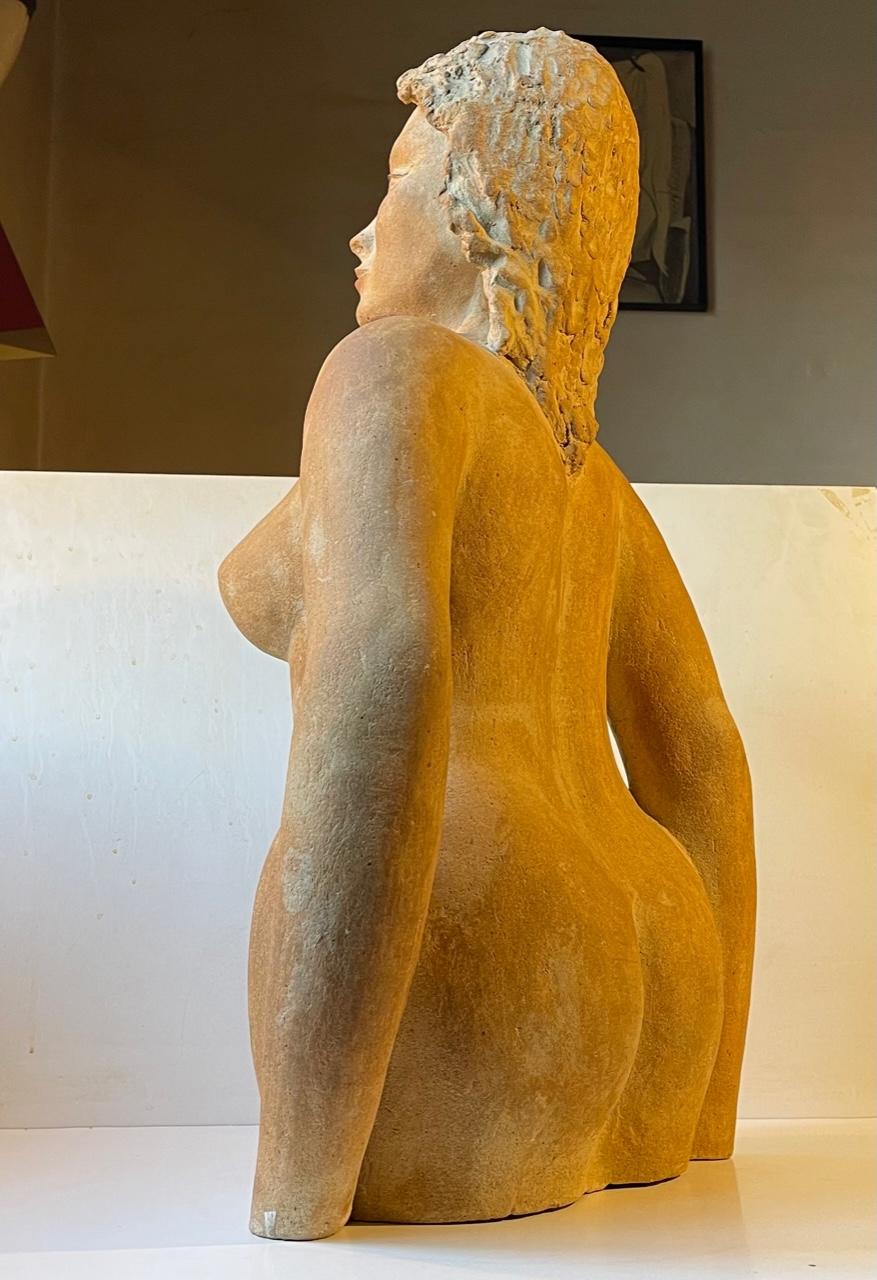 Vintage Italian Terracotta Sculpture of Voluptuous Nude Female Torso For Sale 11