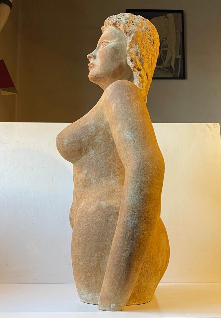 Vintage Italian Terracotta Sculpture of Voluptuous Nude Female Torso For Sale 12