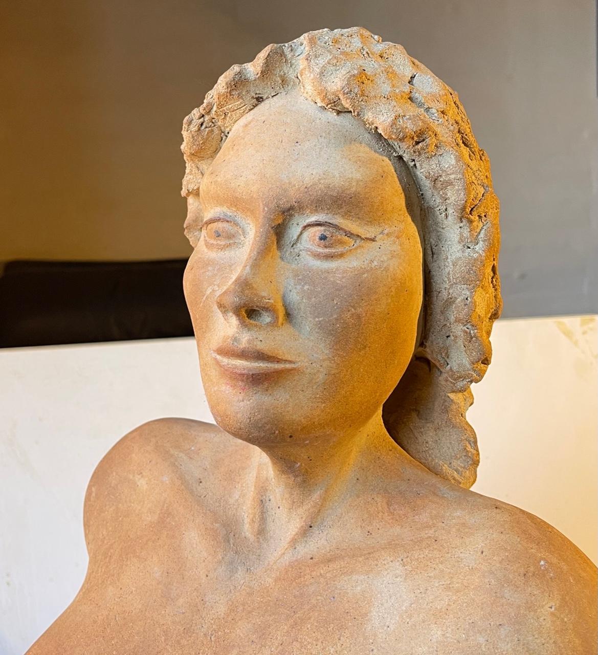 Vintage Italian Terracotta Sculpture of Voluptuous Nude Female Torso For Sale 2