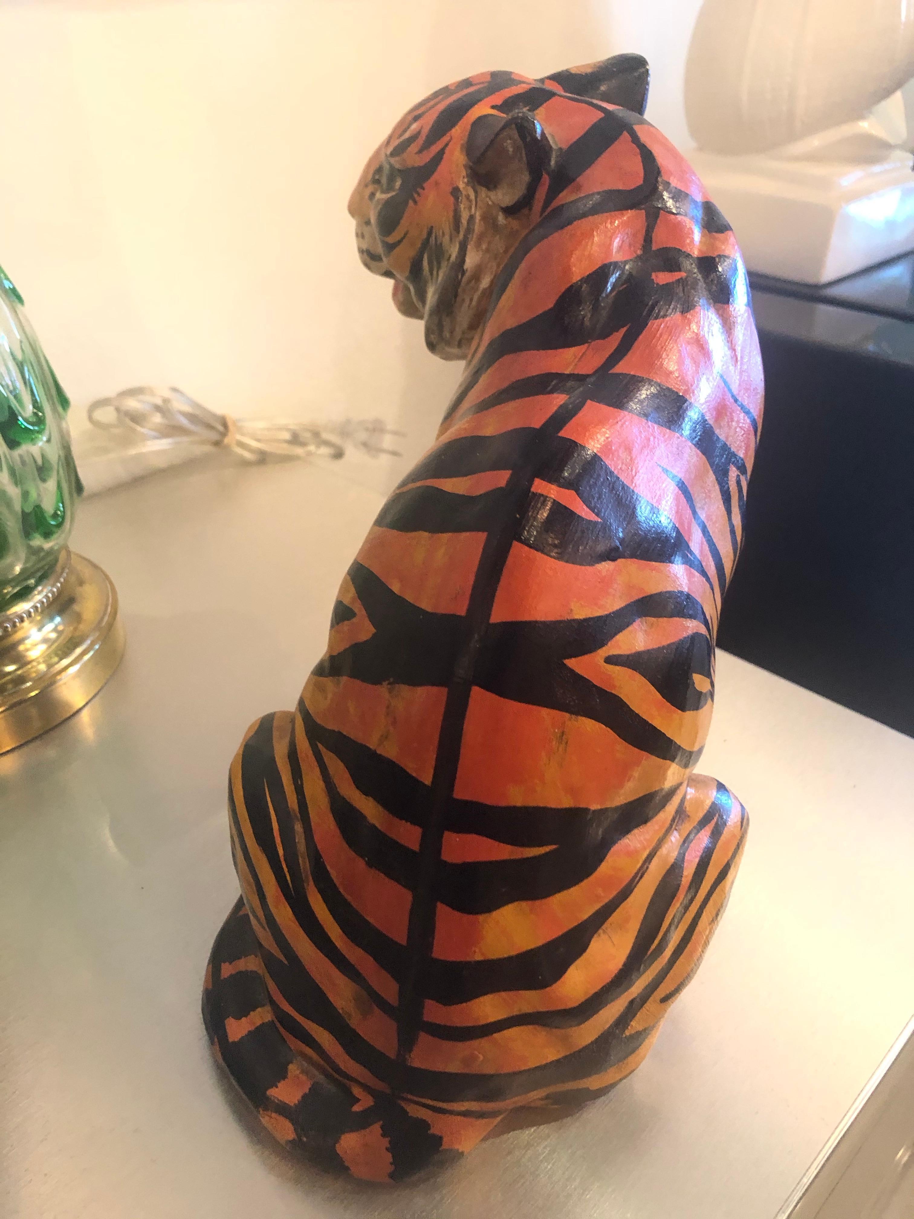 Vintage Italian Terracotta Tiger Statue 2