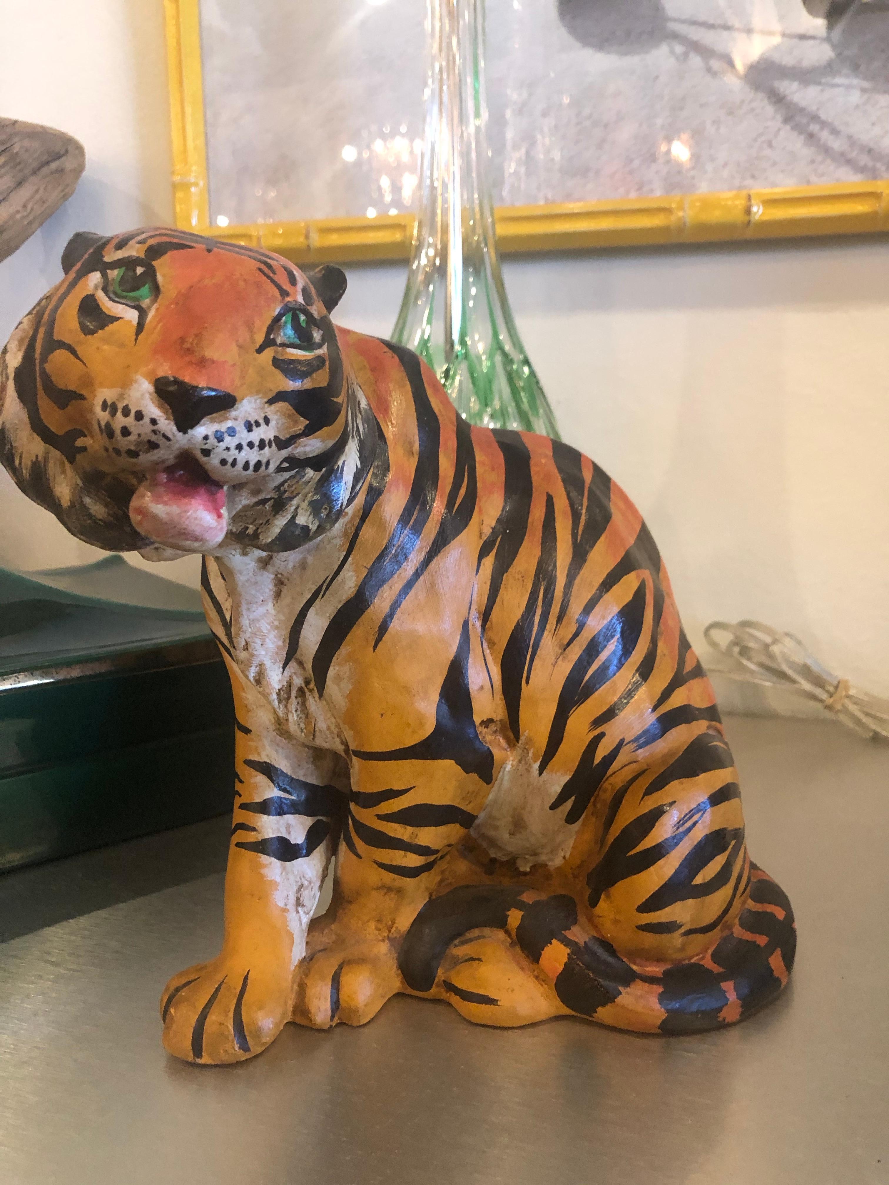 Vintage Italian Terracotta Tiger Statue 6
