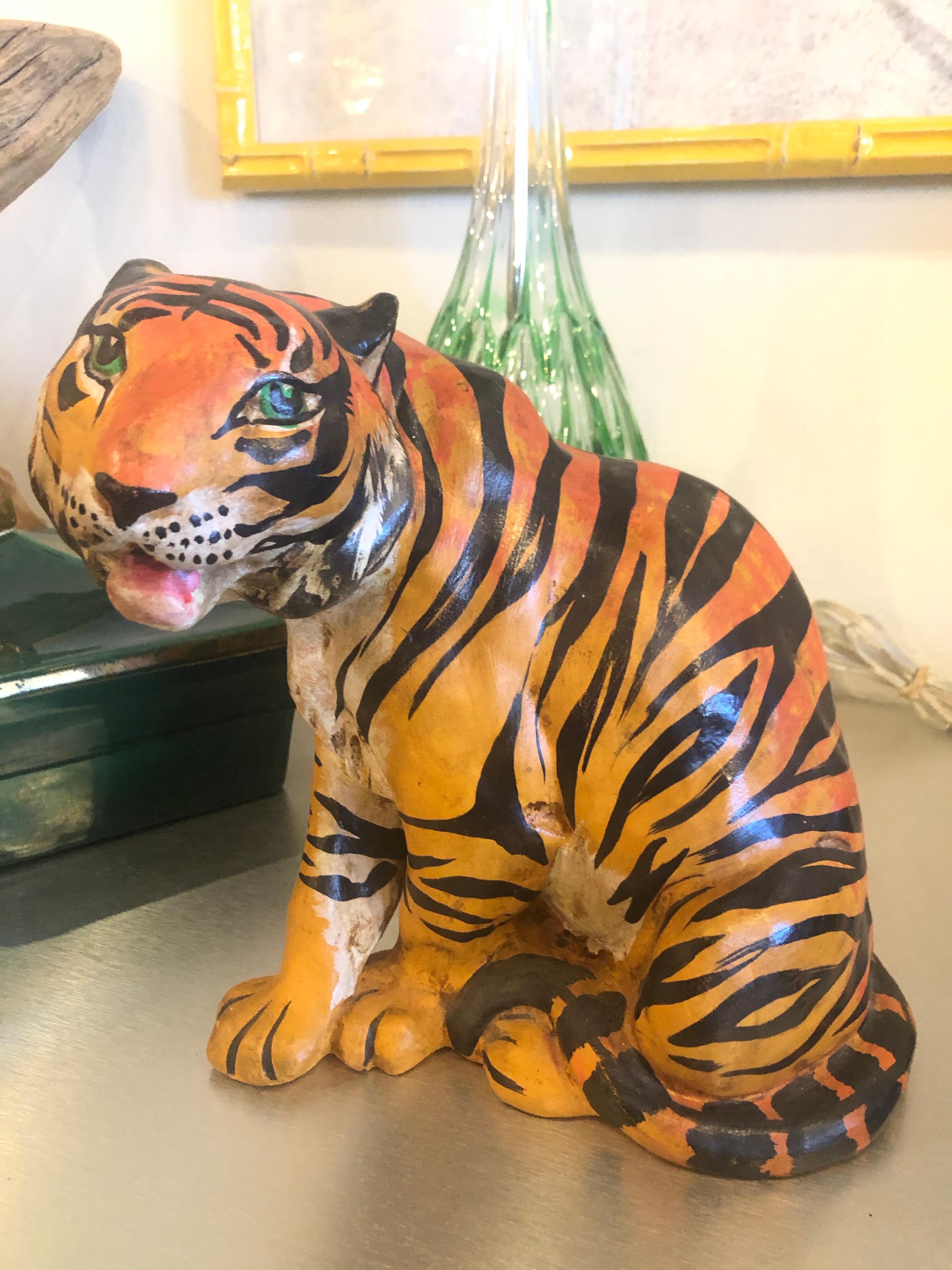Lovely vintage terracotta tiger. Tagged underneath made in Italy handmade. Has some weight to it also! No chips or breaks.