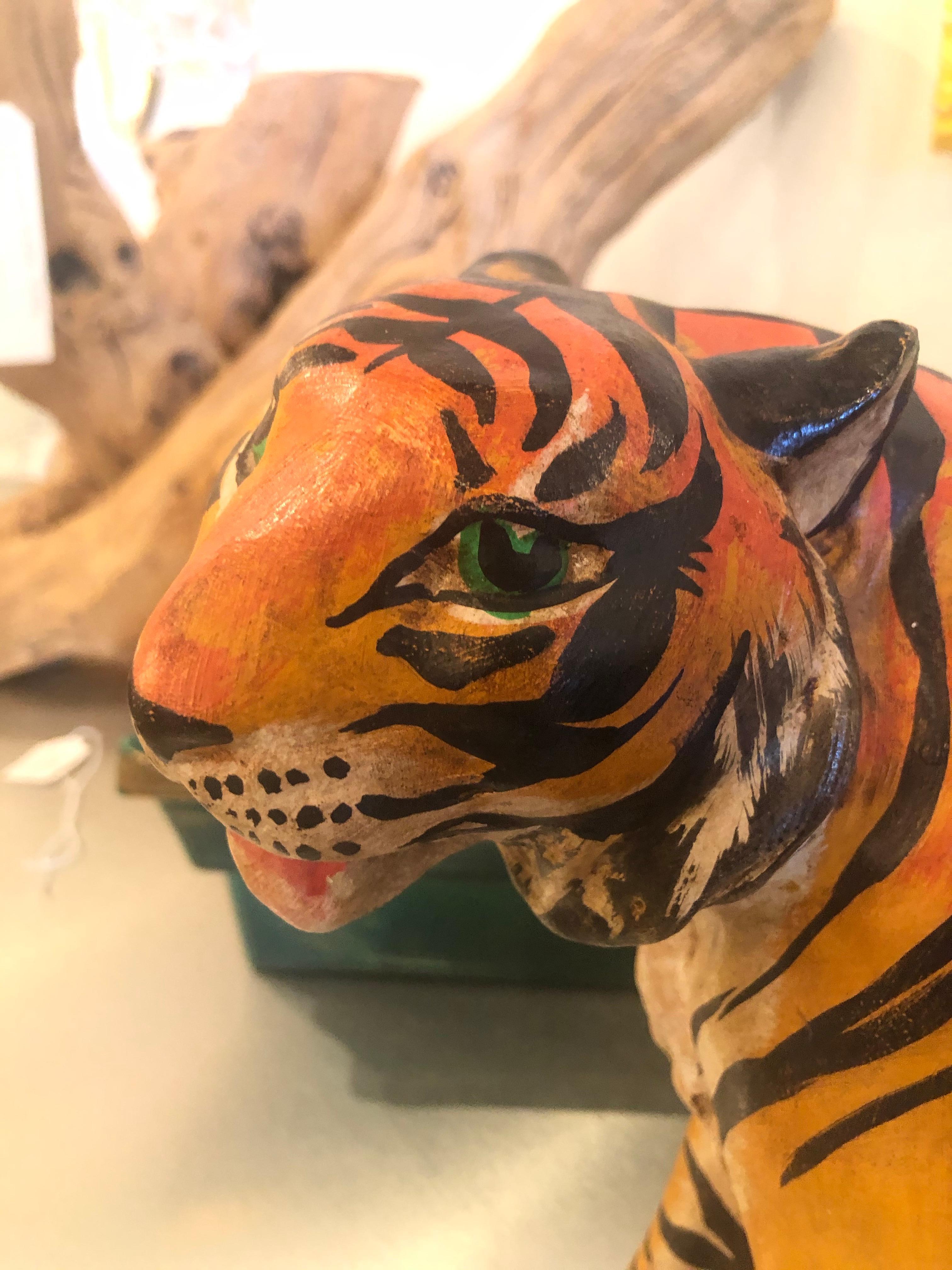 Hollywood Regency Vintage Italian Terracotta Tiger Statue