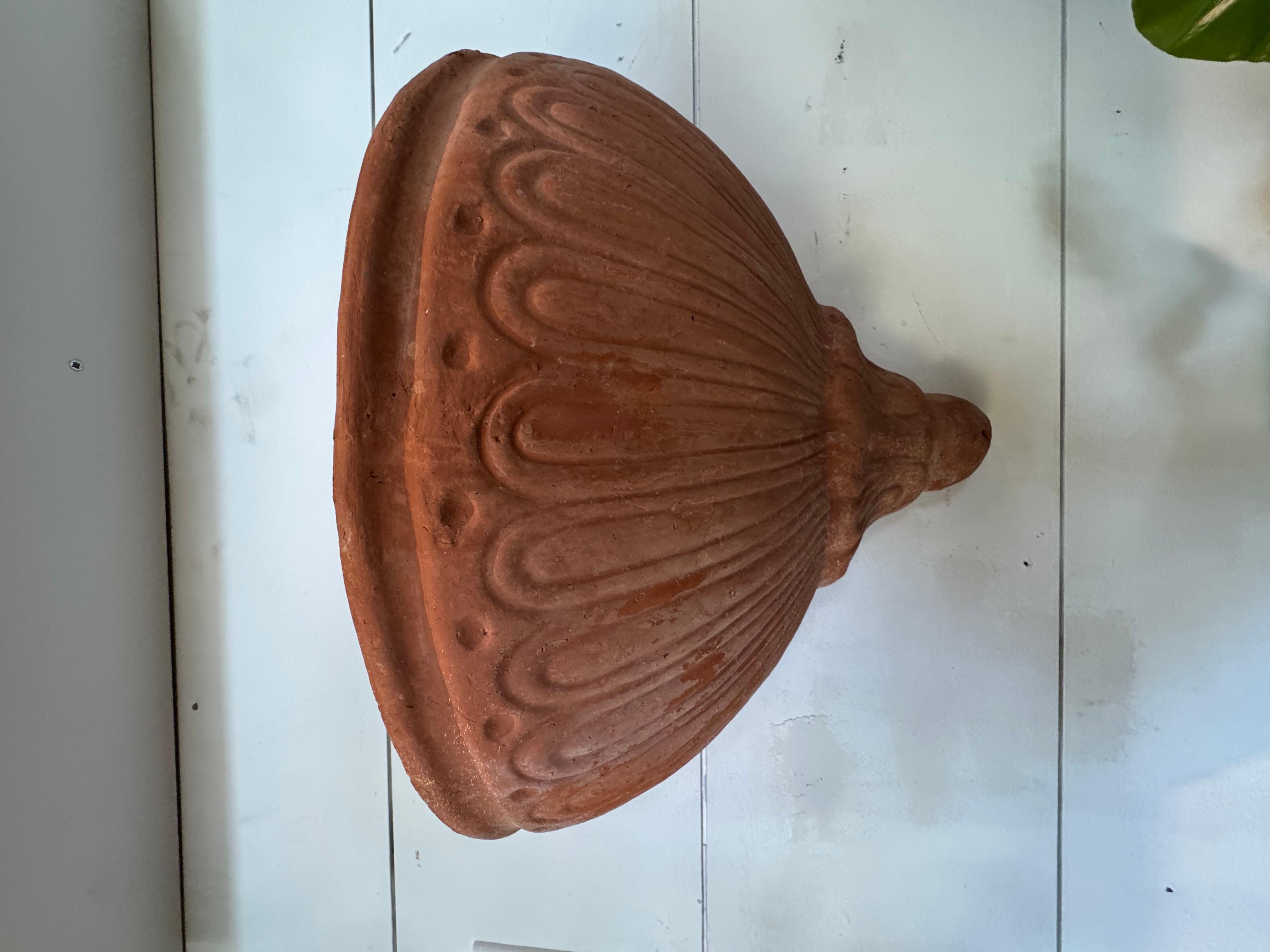20th Century Vintage Italian Terracotta Wall Pocket Planter – Handcrafted Fluted Design For Sale