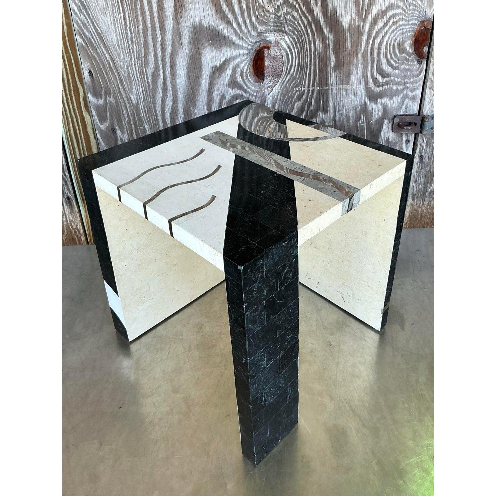 Vintage Italian Tessellated Stone Cube After Oggetti Bon état - En vente à west palm beach, FL