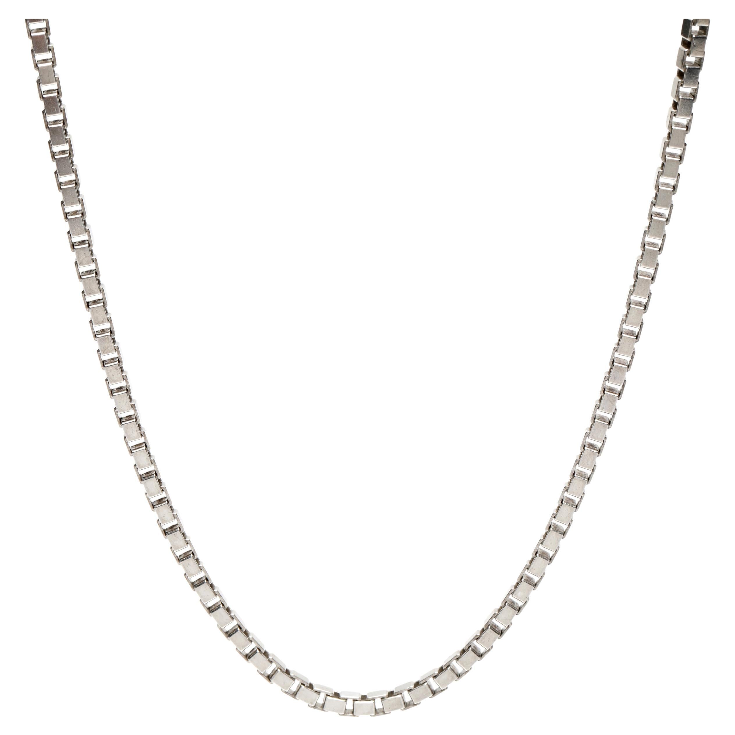 Vintage Italian Thick Box Chain Necklace, Sterling Silver For Sale