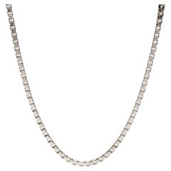 Vintage Italian Thick Box Chain Necklace, Sterling Silver