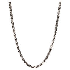 Vintage Italian Thick Rope Chain Necklace, Sterling Silver