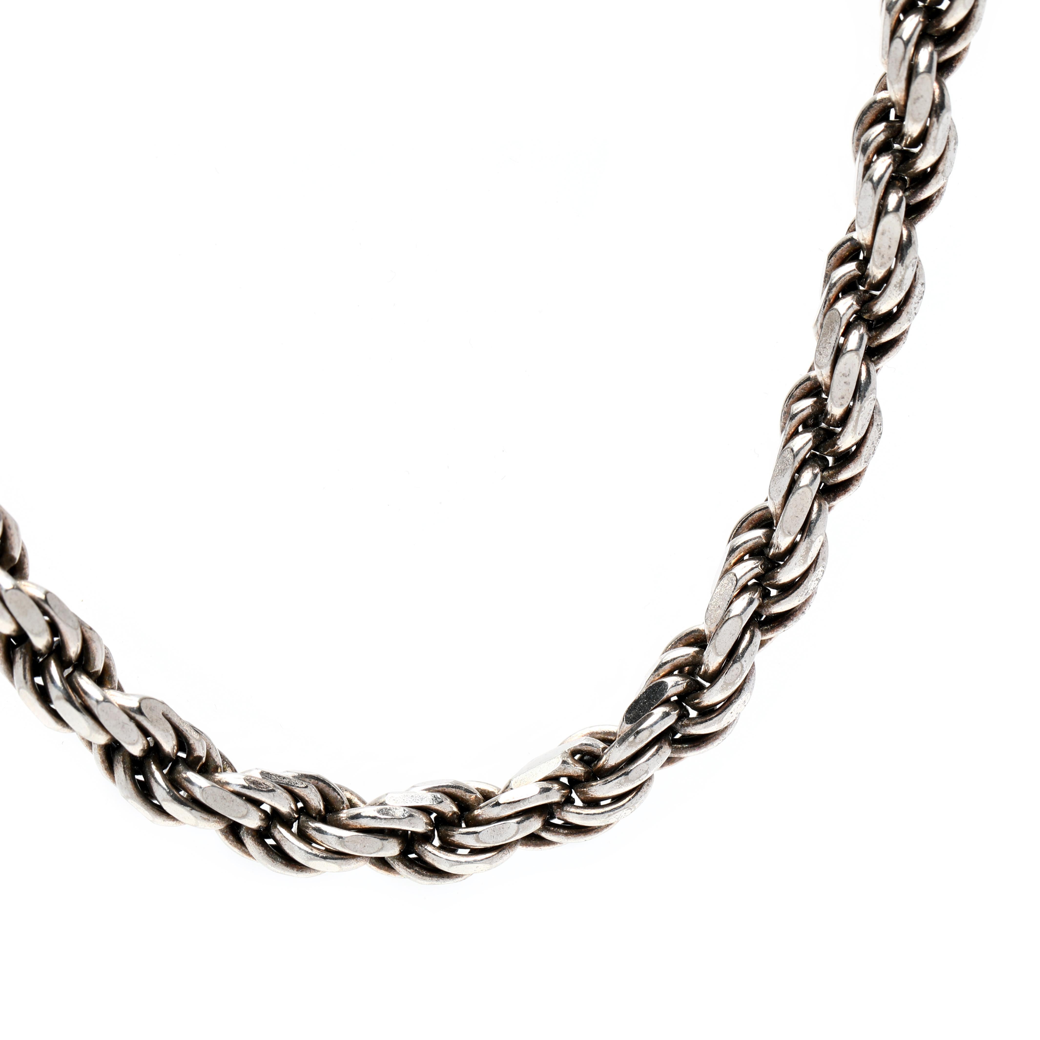 Vintage Italian Thick Rope Chain, Sterling Silver, Heavy at 1stDibs
