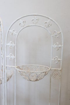 Vintage Italian Three-Panel White Lacquered Iron Planter Divider