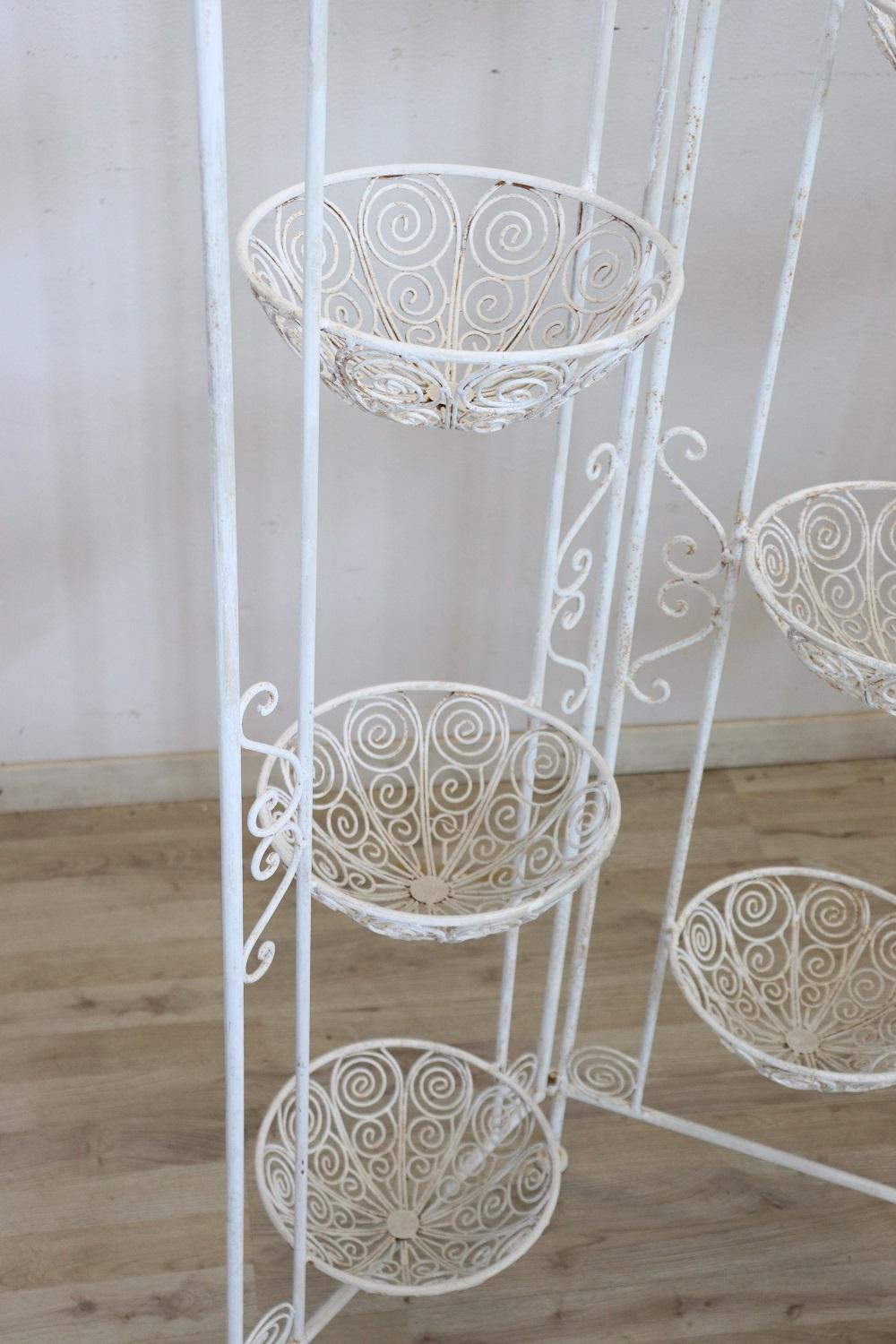 Mid-20th Century Vintage Italian Three-Panel White Lacquered Iron Planter Divider For Sale