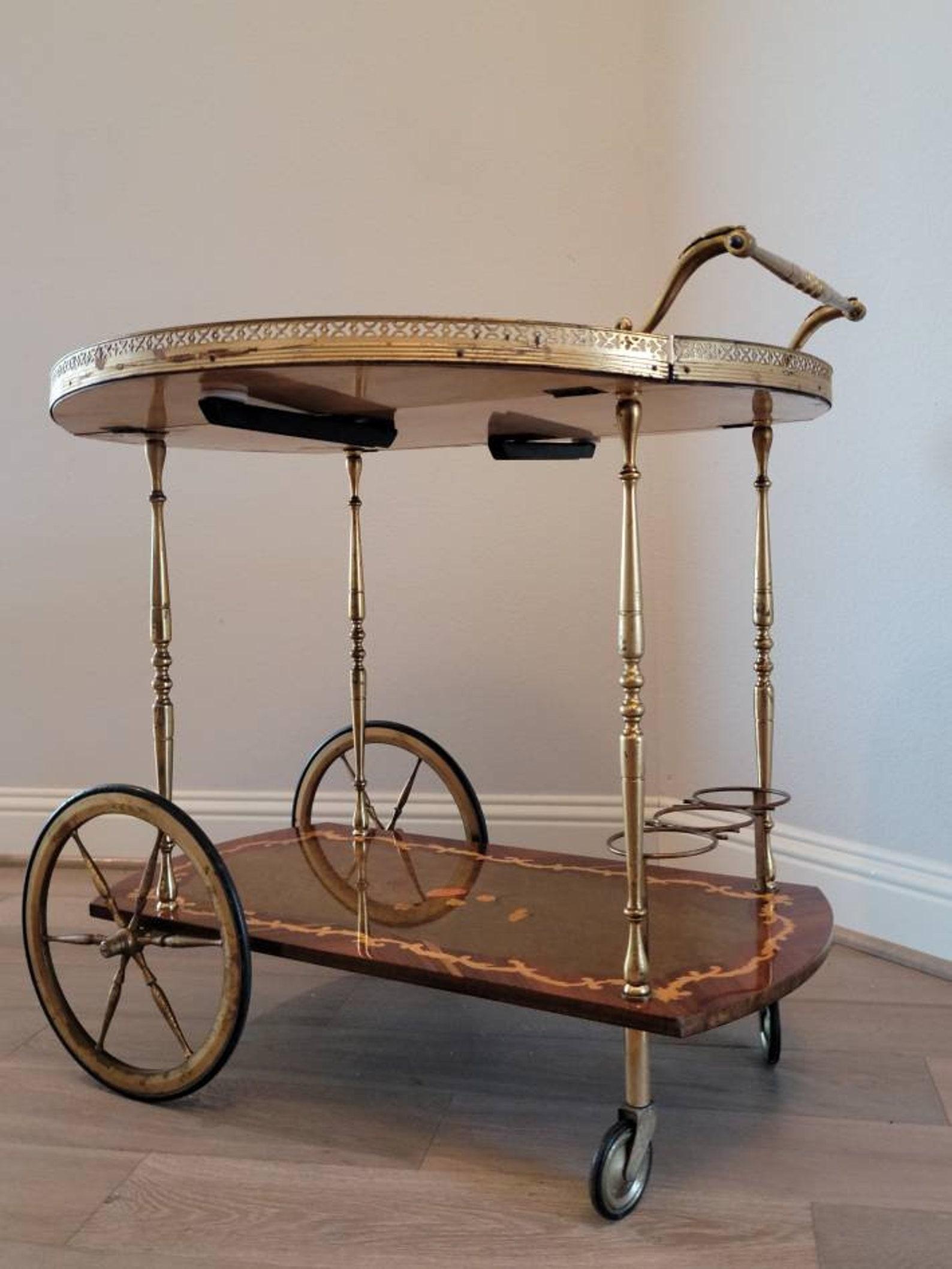 Vintage Italian Tiered Drop-Leaf Dessert / Bar Cart Trolley 1
