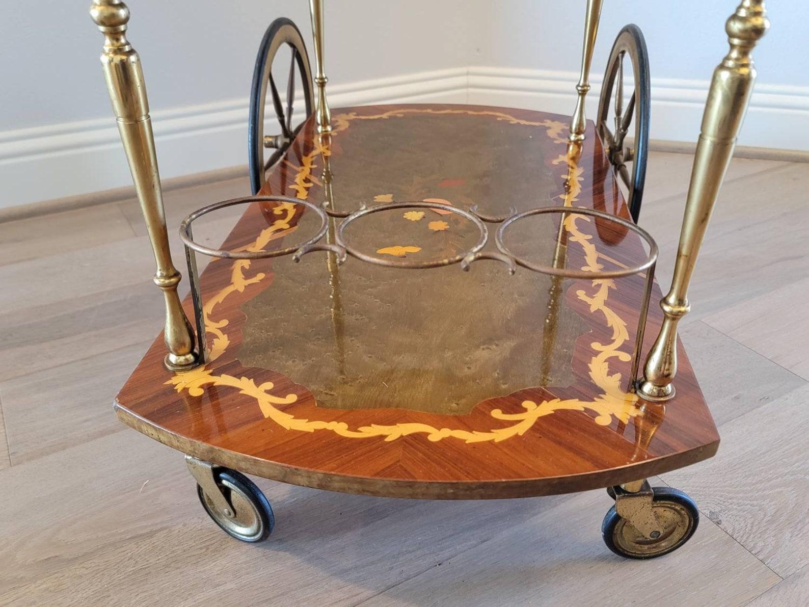 20th Century Vintage Italian Tiered Drop-Leaf Dessert / Bar Cart Trolley