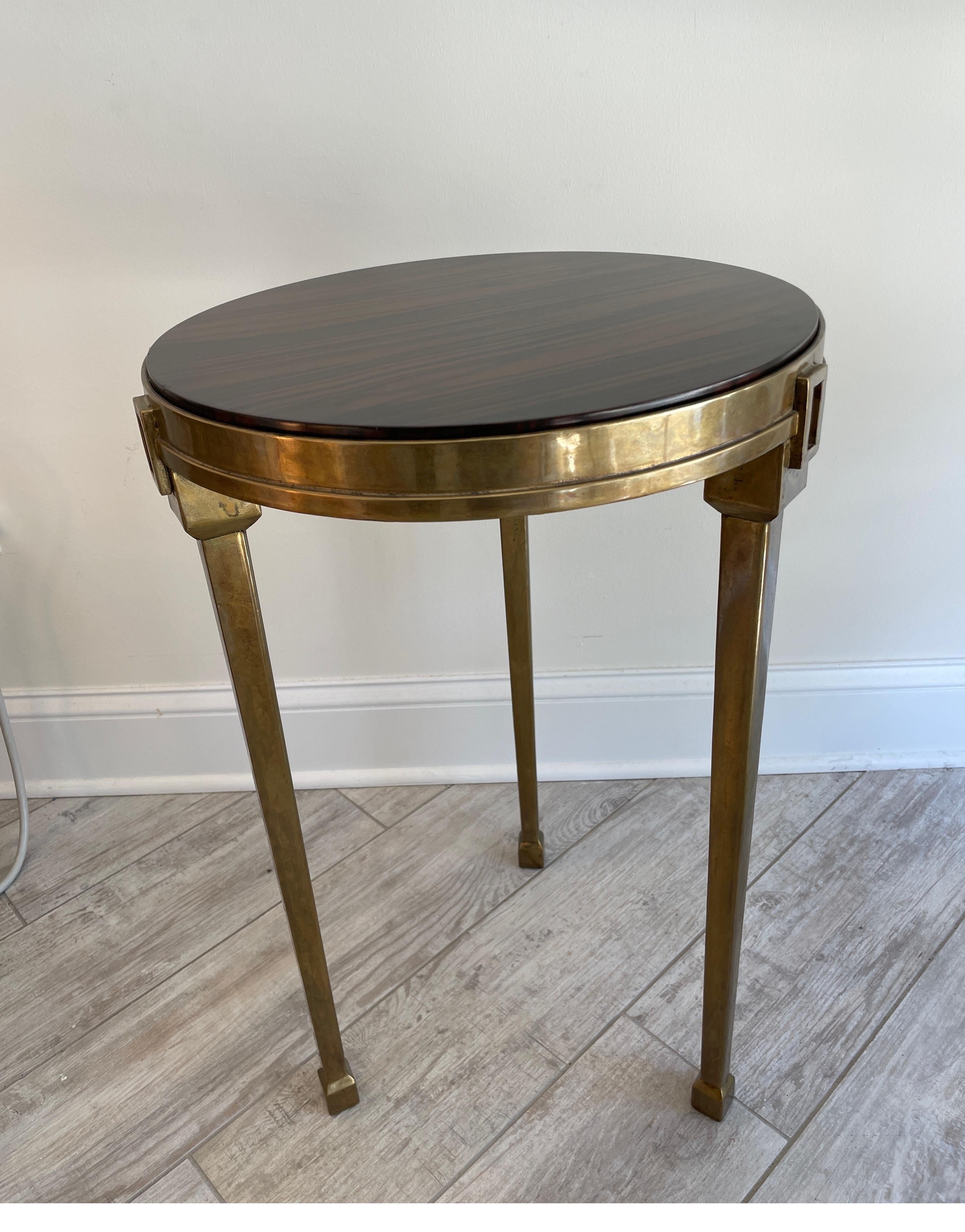 Neoclassical Vintage Italian Tigerwood & Brass Gueridon / Side Table