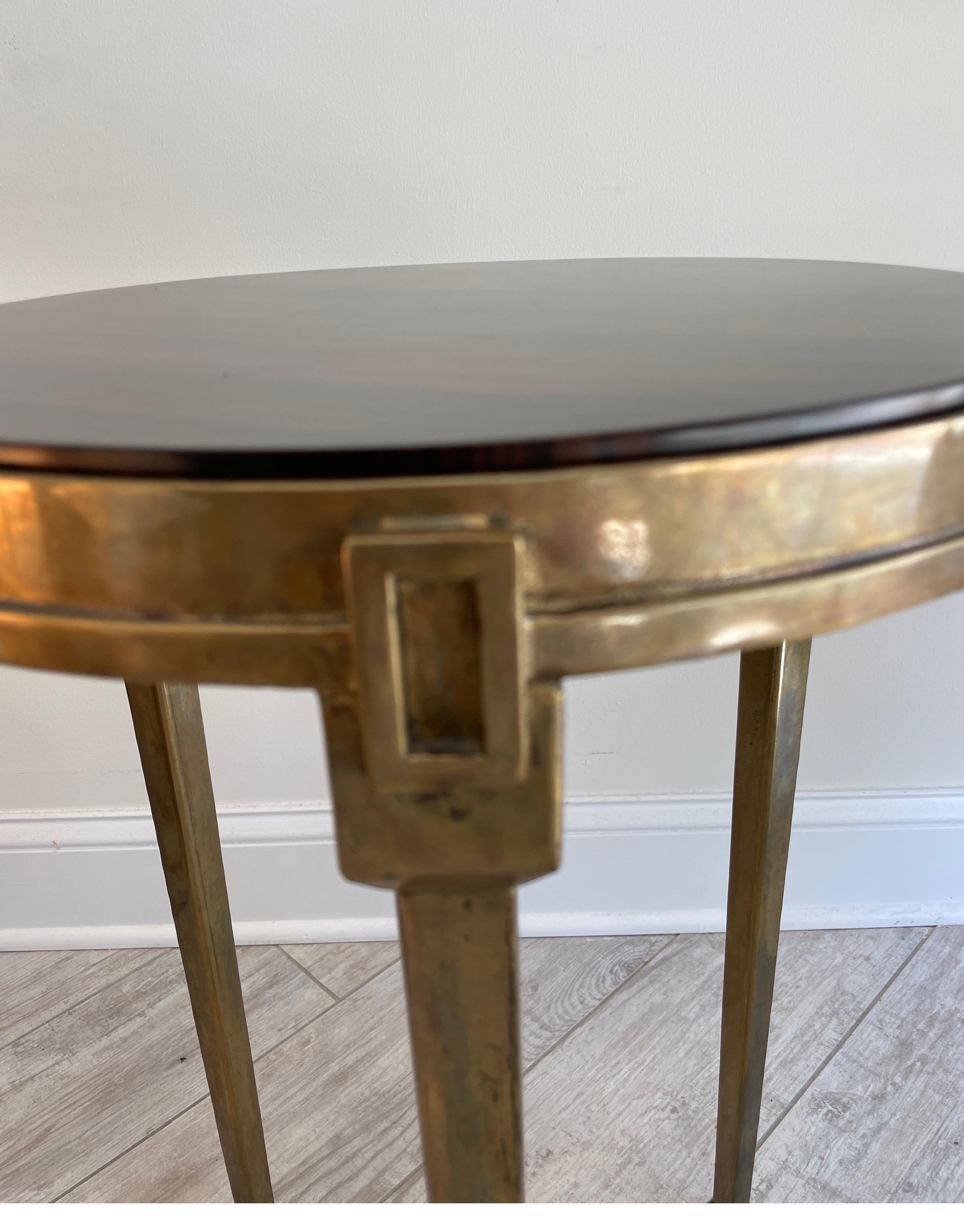 20th Century Vintage Italian Tigerwood & Brass Gueridon / Side Table