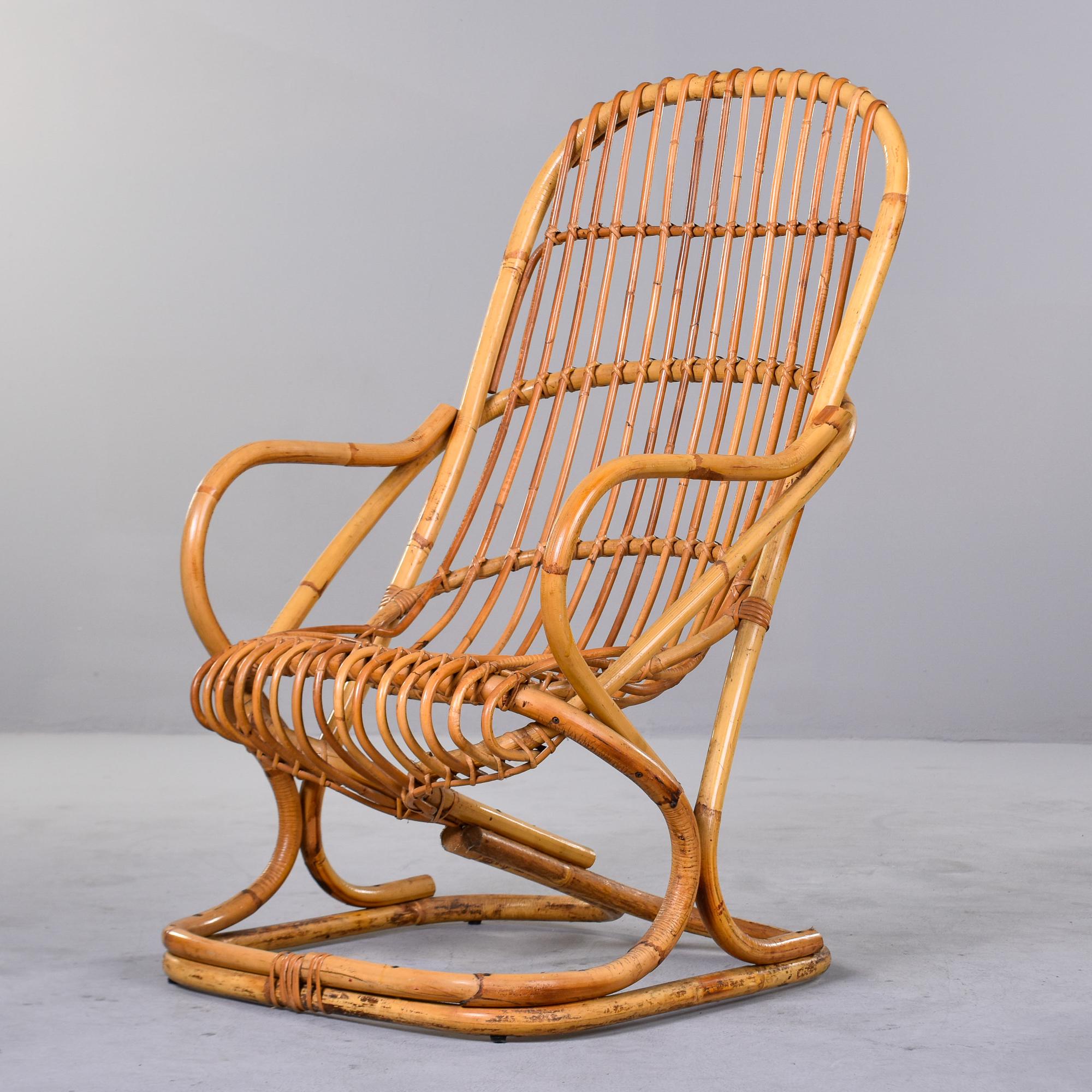 Vintage Italian Tito Agnoli Rattan Chair For Sale 5