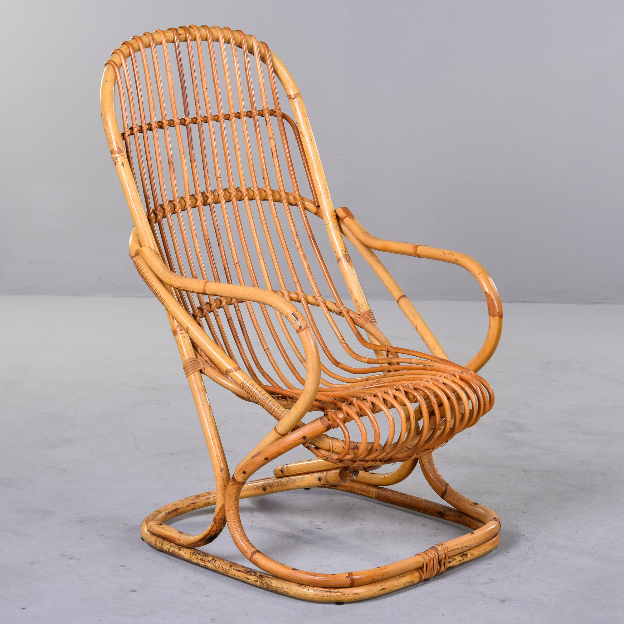 Vintage Italian Tito Agnoli Rattan Chair For Sale 6