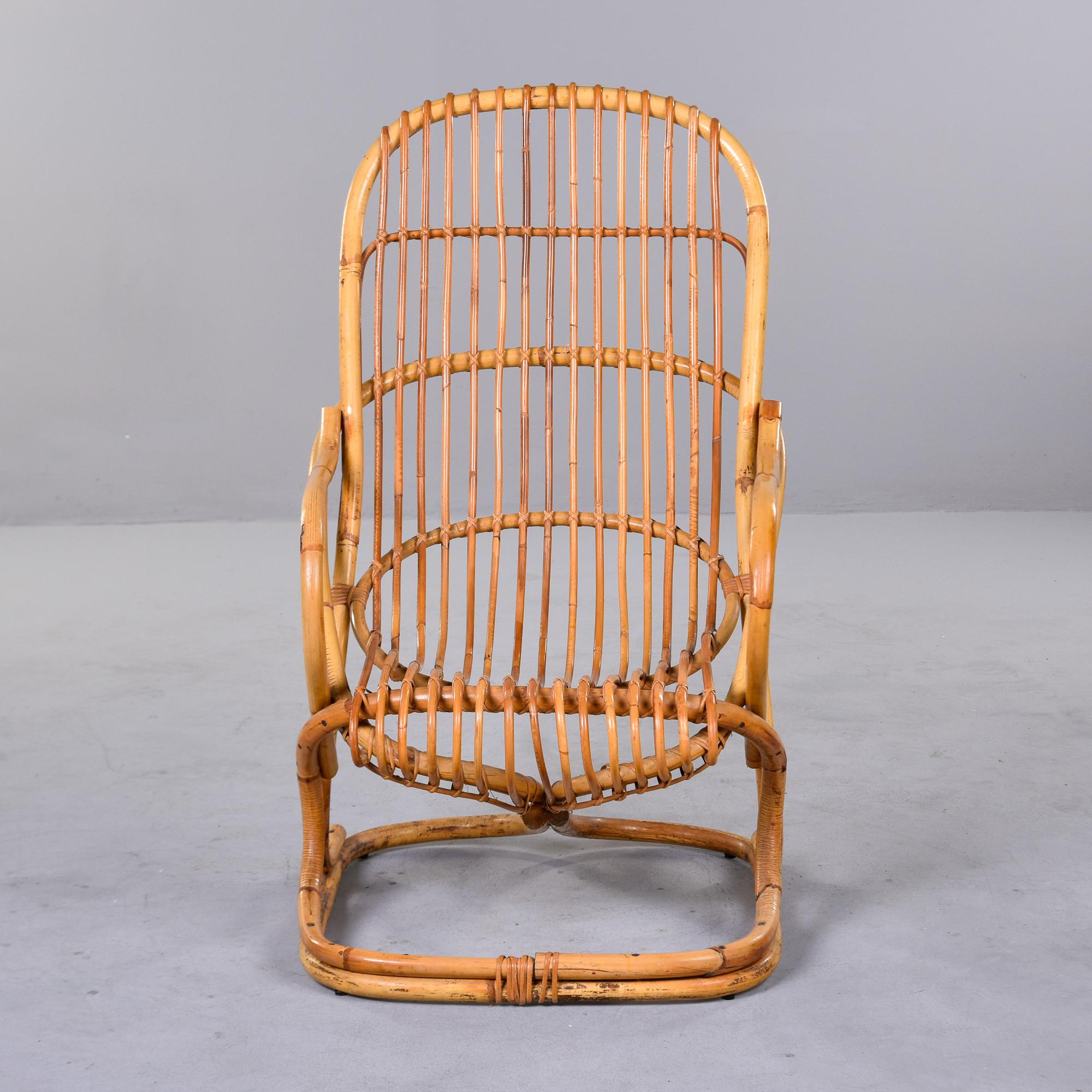 Vintage Italian Tito Agnoli Rattan Chair In Good Condition For Sale In Troy, MI