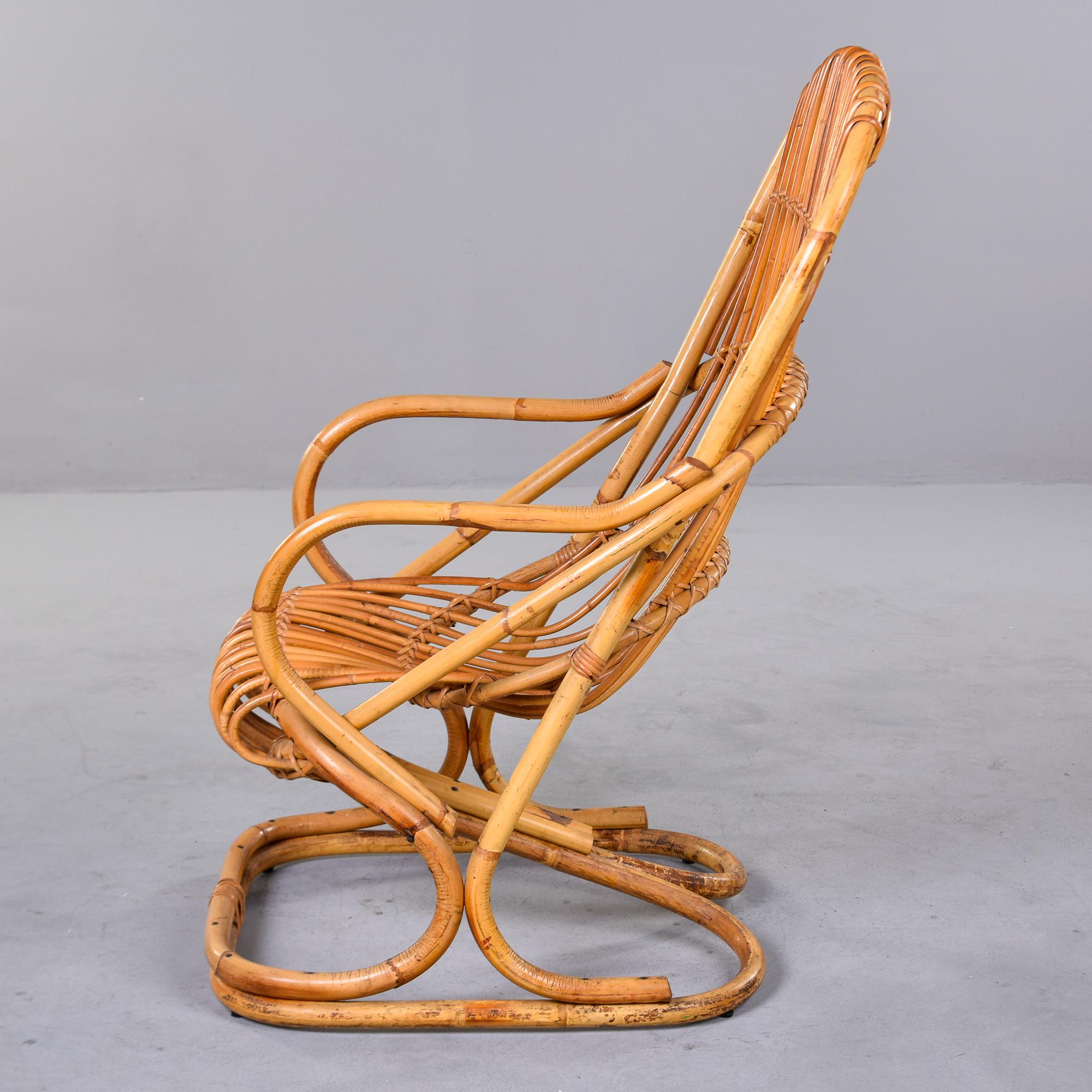 20th Century Vintage Italian Tito Agnoli Rattan Chair For Sale