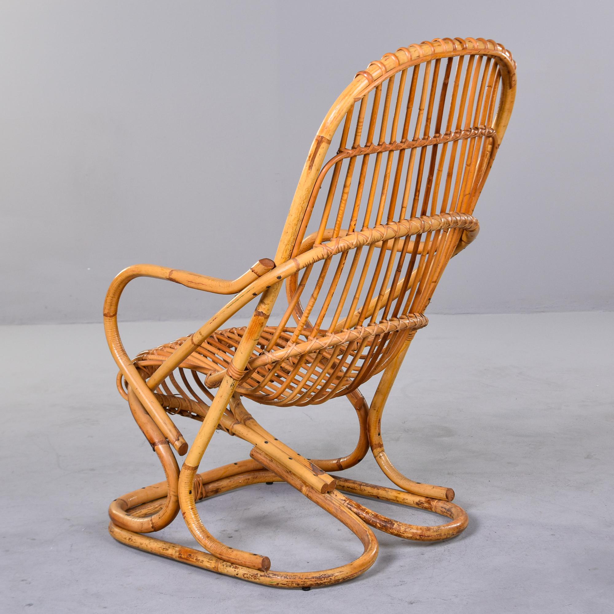 Vintage Italian Tito Agnoli Rattan Chair For Sale 1